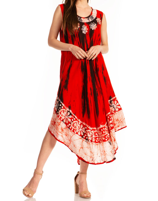Sakkas Alexis Embroidered Long Sleeveless Floral Caftan Dress / Cover Up - Concordia Style Boutique
