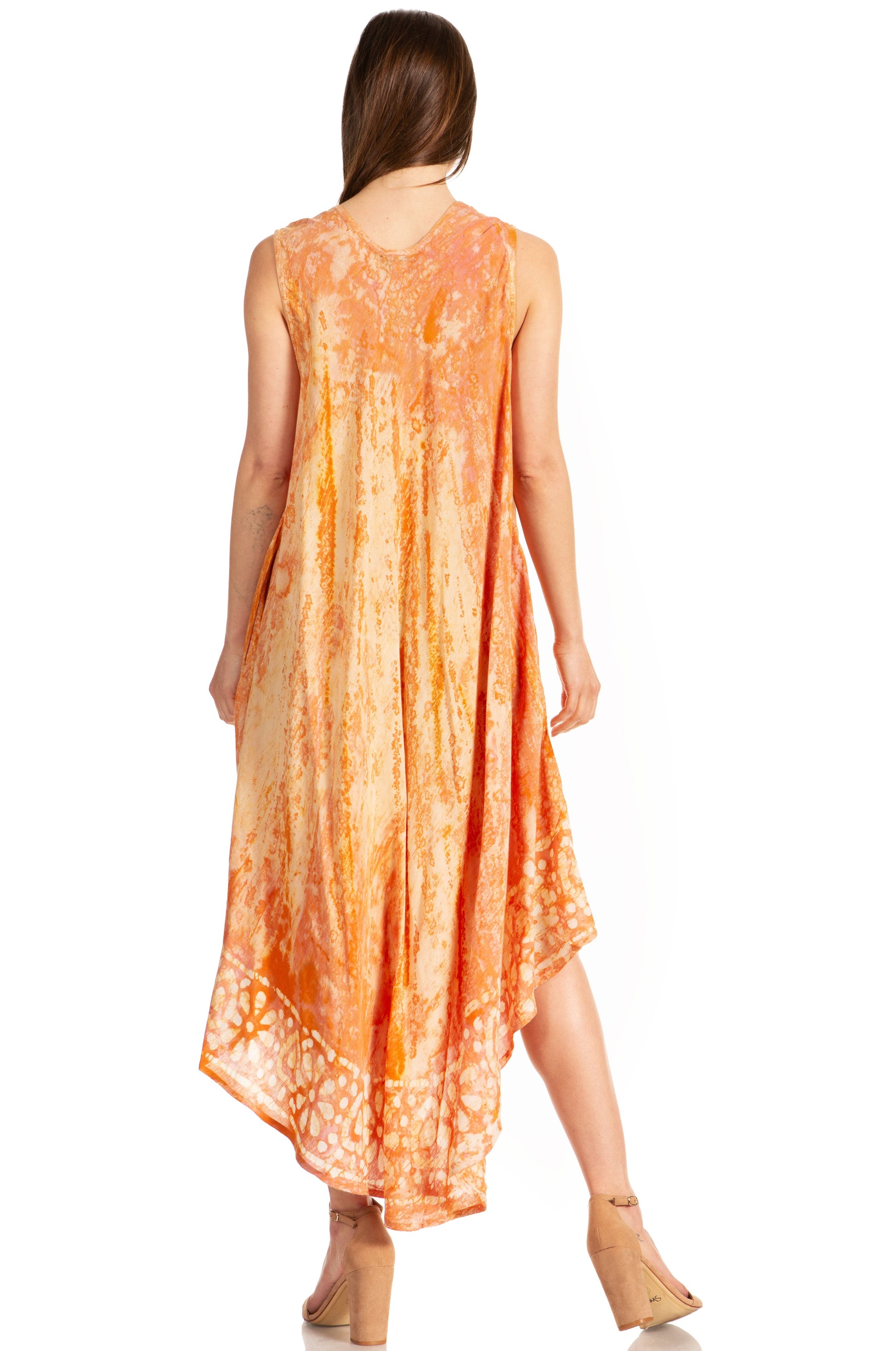 Sakkas Alexis Embroidered Long Sleeveless Floral Caftan Dress / Cover Up - Concordia Style Boutique