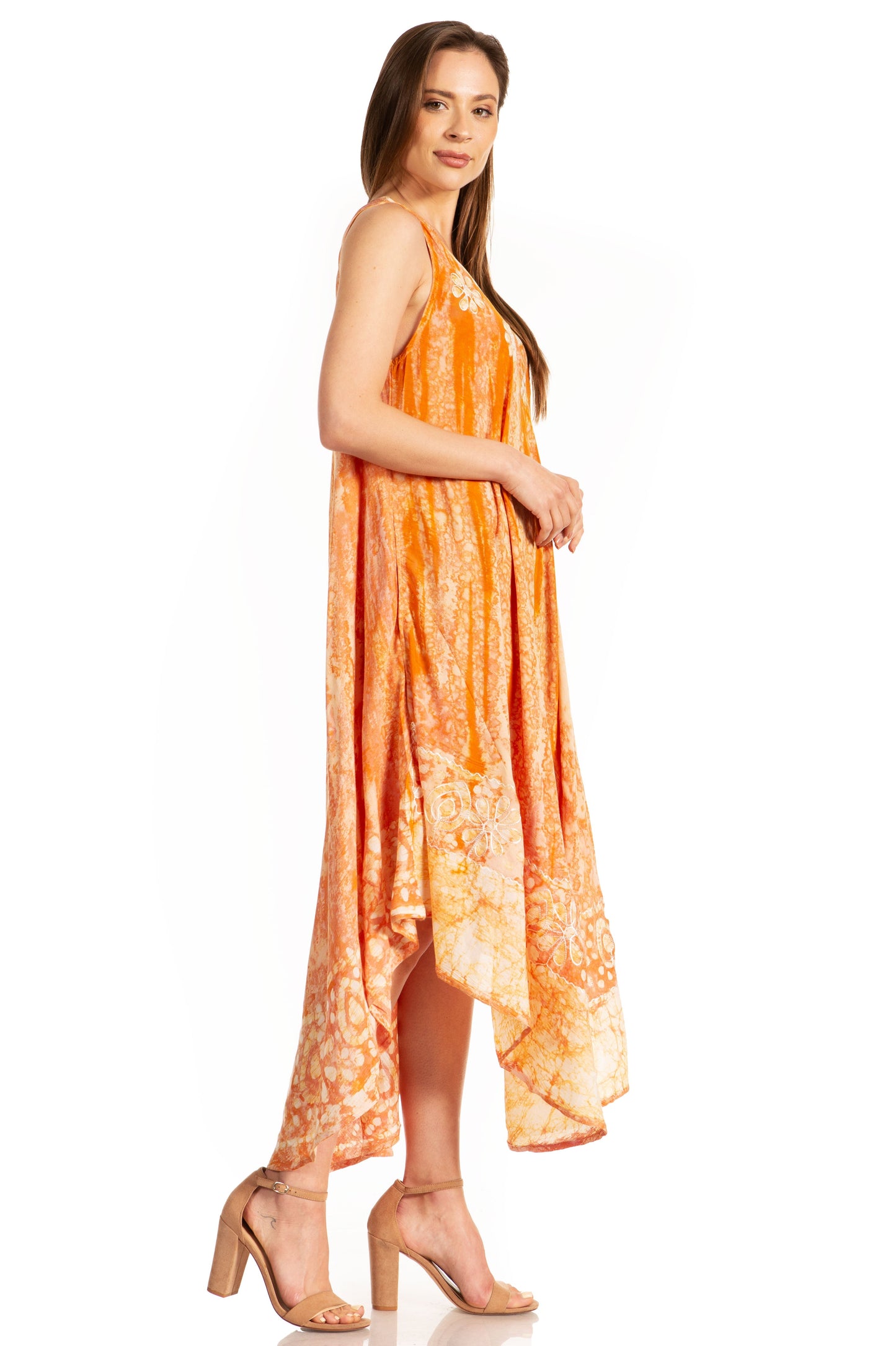 Sakkas Alexis Embroidered Long Sleeveless Floral Caftan Dress / Cover Up - Concordia Style Boutique