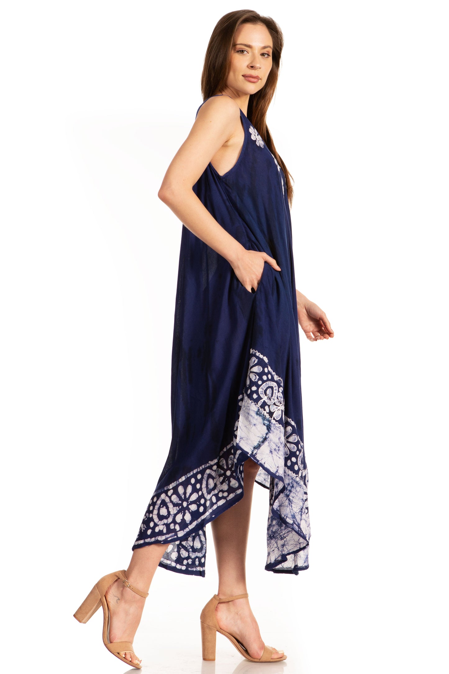 Sakkas Alexis Embroidered Long Sleeveless Floral Caftan Dress / Cover Up - Concordia Style Boutique
