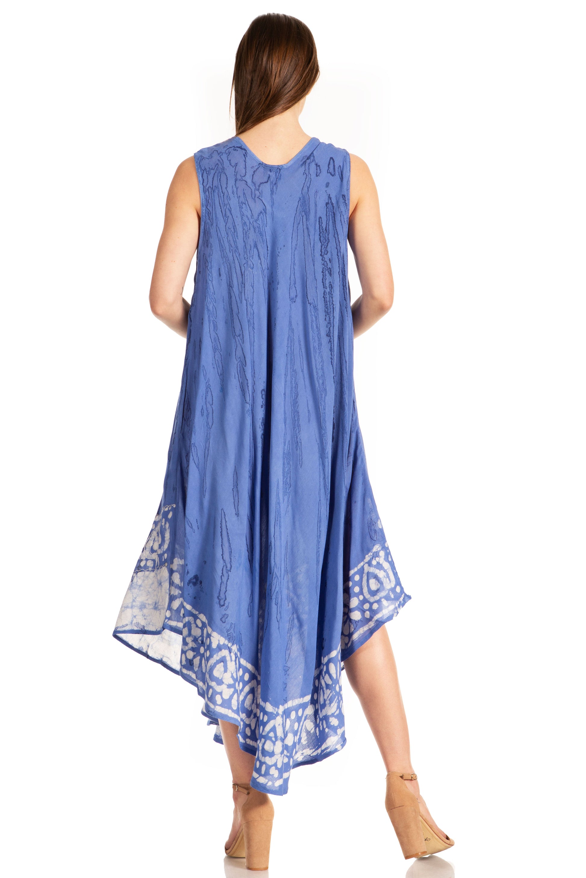Sakkas Alexis Embroidered Long Sleeveless Floral Caftan Dress / Cover Up - Concordia Style Boutique