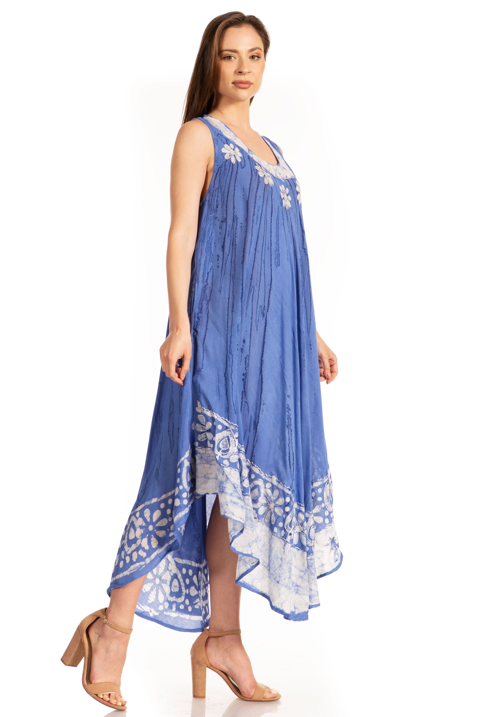 Sakkas Alexis Embroidered Long Sleeveless Floral Caftan Dress / Cover Up - Concordia Style Boutique