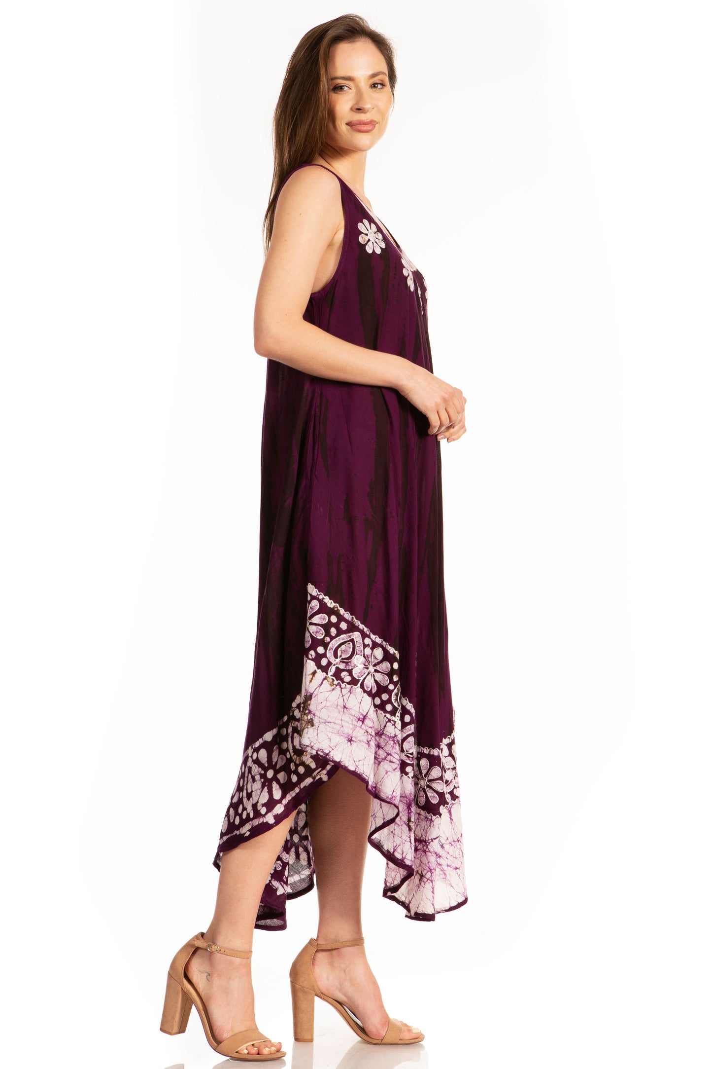 Sakkas Alexis Embroidered Long Sleeveless Floral Caftan Dress / Cover Up - Concordia Style Boutique