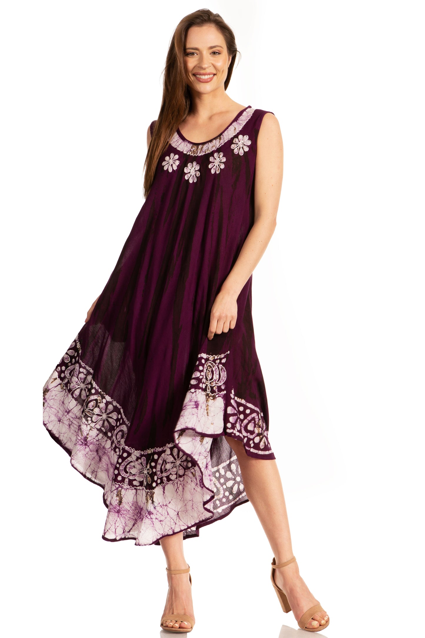 Sakkas Alexis Embroidered Long Sleeveless Floral Caftan Dress / Cover Up - Concordia Style Boutique