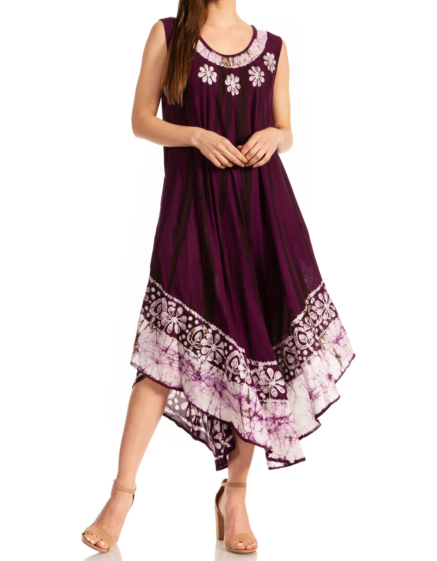 Sakkas Alexis Embroidered Long Sleeveless Floral Caftan Dress / Cover Up - Concordia Style Boutique