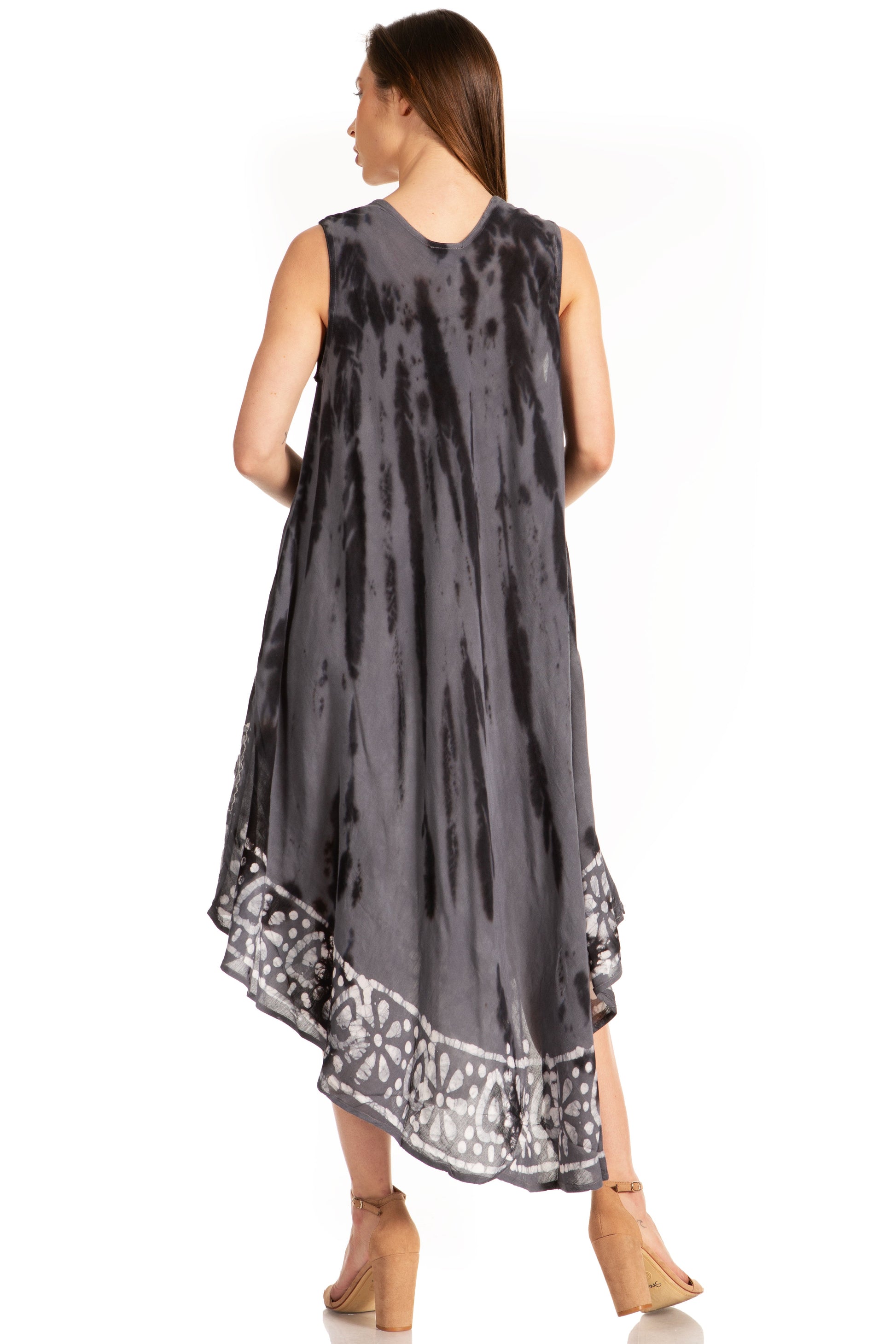 Sakkas Alexis Embroidered Long Sleeveless Floral Caftan Dress / Cover Up - Concordia Style Boutique