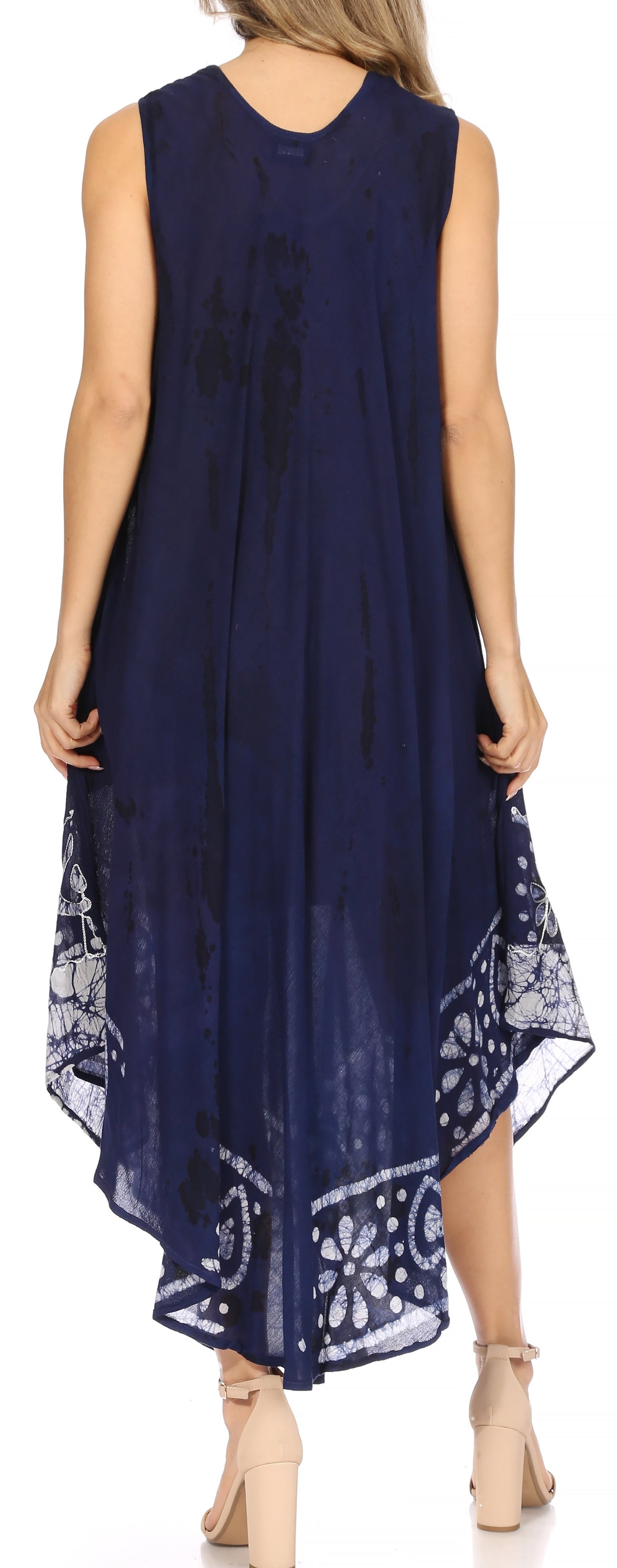 Sakkas Alexis Embroidered Long Sleeveless Floral Caftan Dress / Cover Up - Concordia Style Boutique