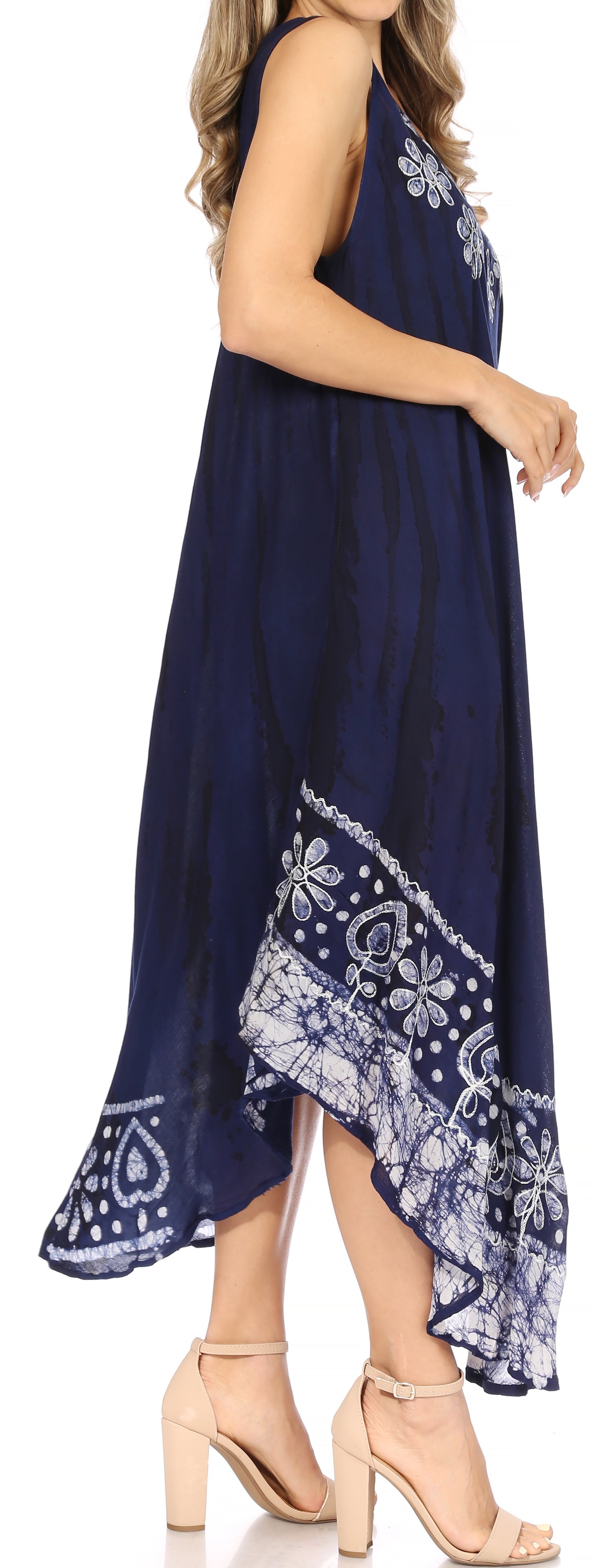 Sakkas Alexis Embroidered Long Sleeveless Floral Caftan Dress / Cover Up - Concordia Style Boutique