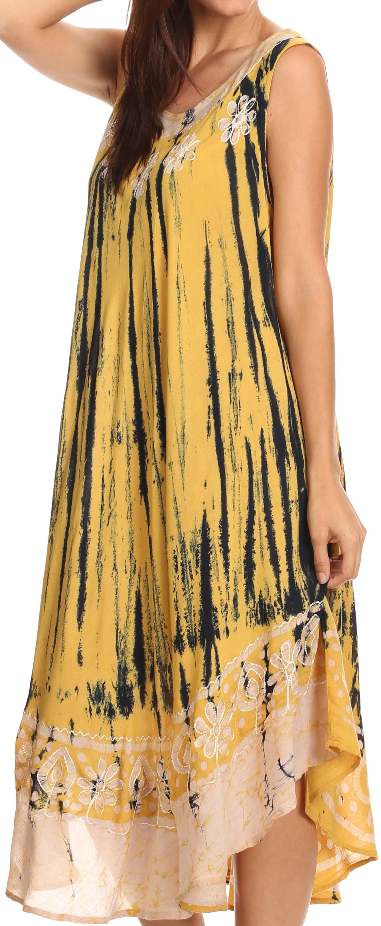 Sakkas Alexis Embroidered Long Sleeveless Floral Caftan Dress / Cover Up - Concordia Style Boutique