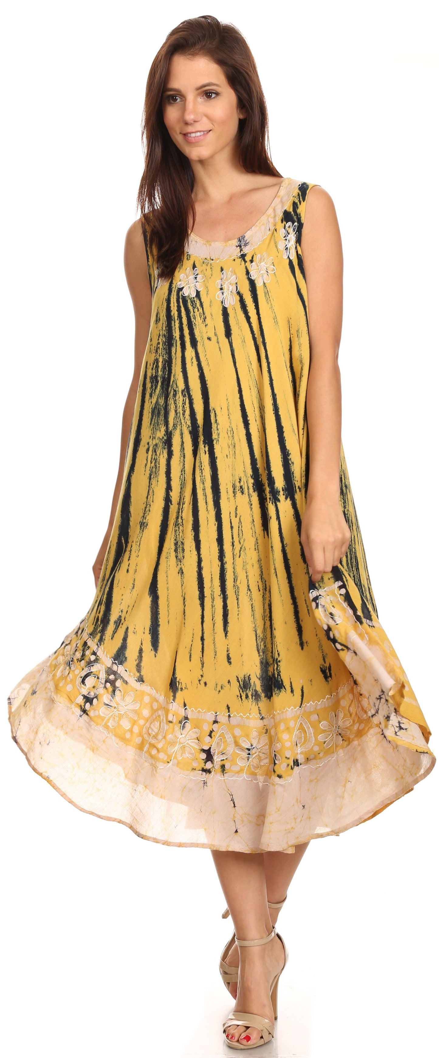 Sakkas Alexis Embroidered Long Sleeveless Floral Caftan Dress / Cover Up - Concordia Style Boutique