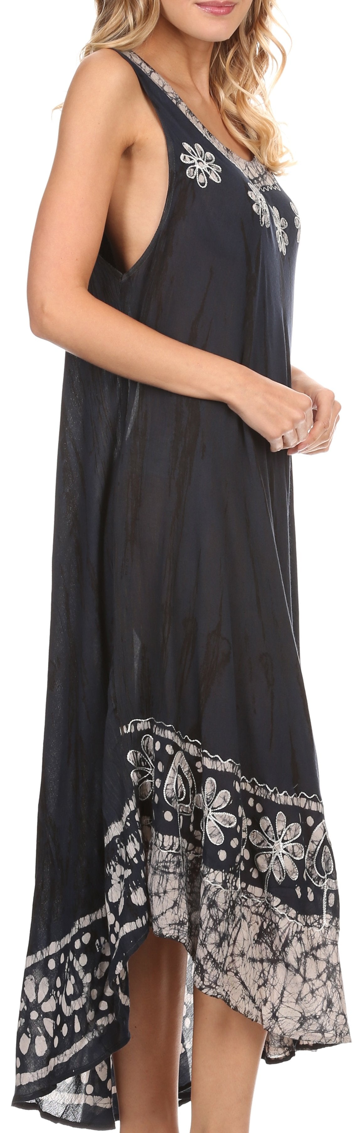 Sakkas Alexis Embroidered Long Sleeveless Floral Caftan Dress / Cover Up - Concordia Style Boutique