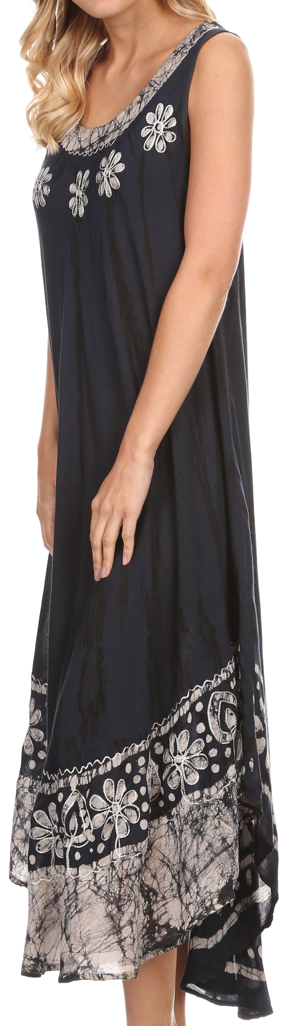 Sakkas Alexis Embroidered Long Sleeveless Floral Caftan Dress / Cover Up - Concordia Style Boutique