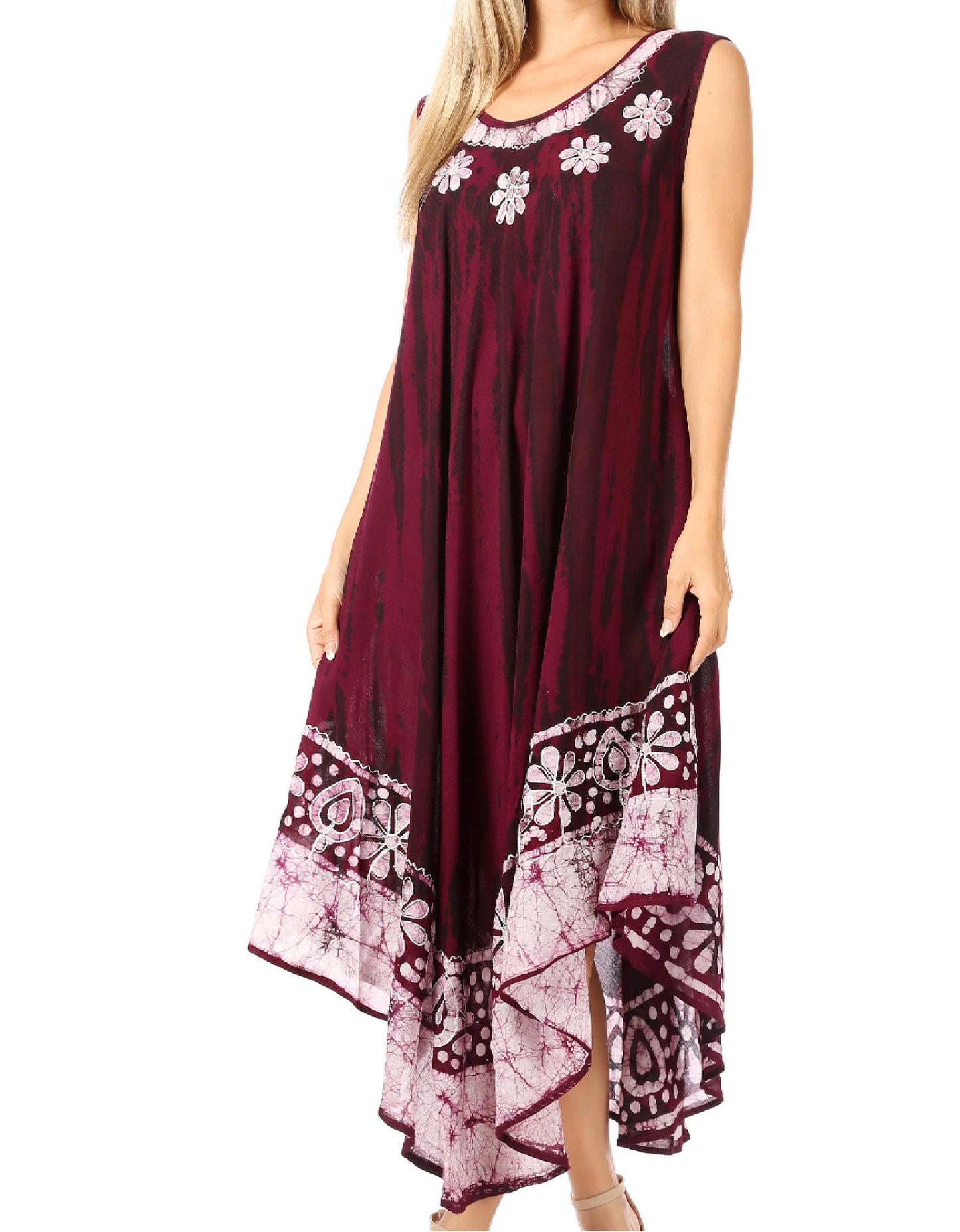 Sakkas Alexis Embroidered Long Sleeveless Floral Caftan Dress / Cover Up - Concordia Style Boutique