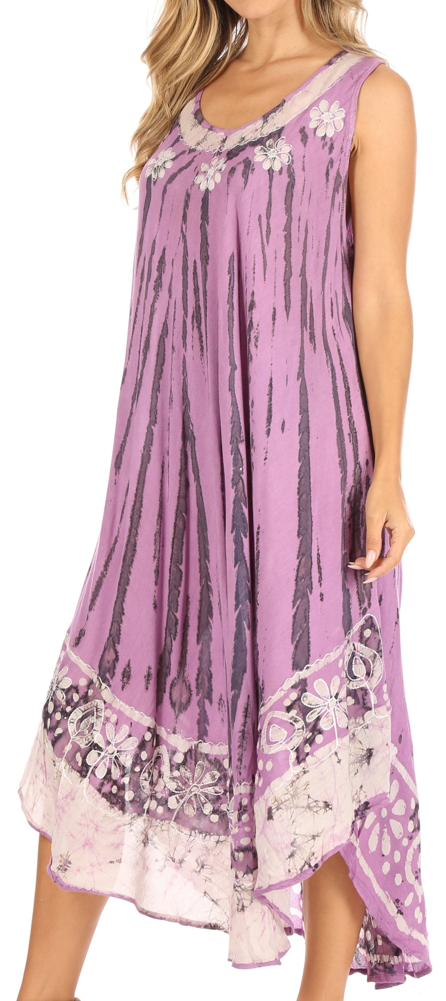 Sakkas Alexis Embroidered Long Sleeveless Floral Caftan Dress / Cover Up - Concordia Style Boutique