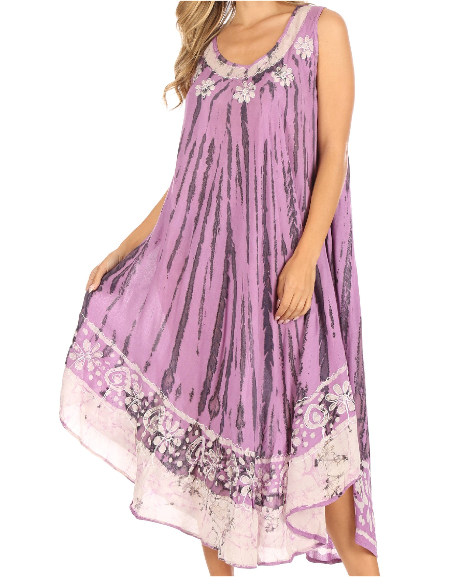 Sakkas Alexis Embroidered Long Sleeveless Floral Caftan Dress / Cover Up - Concordia Style Boutique
