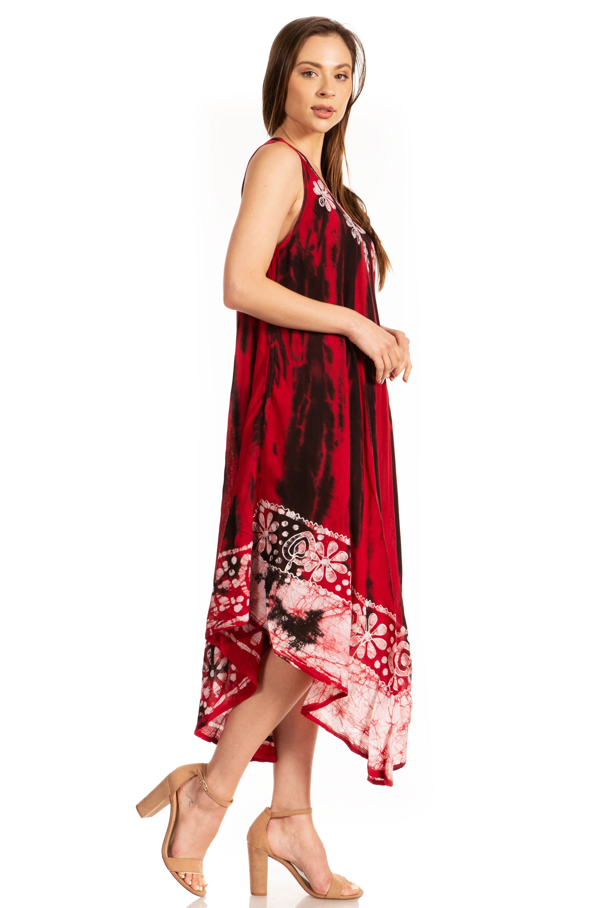 Sakkas Alexis Embroidered Long Sleeveless Floral Caftan Dress / Cover Up - Concordia Style Boutique