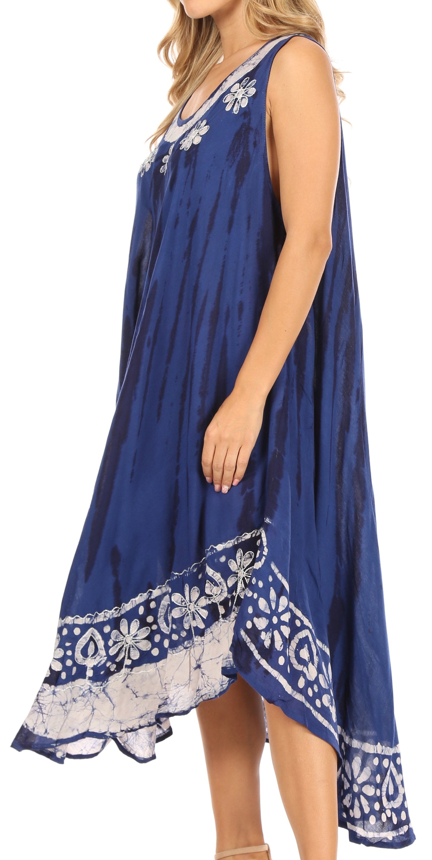 Sakkas Alexis Embroidered Long Sleeveless Floral Caftan Dress / Cover Up - Concordia Style Boutique
