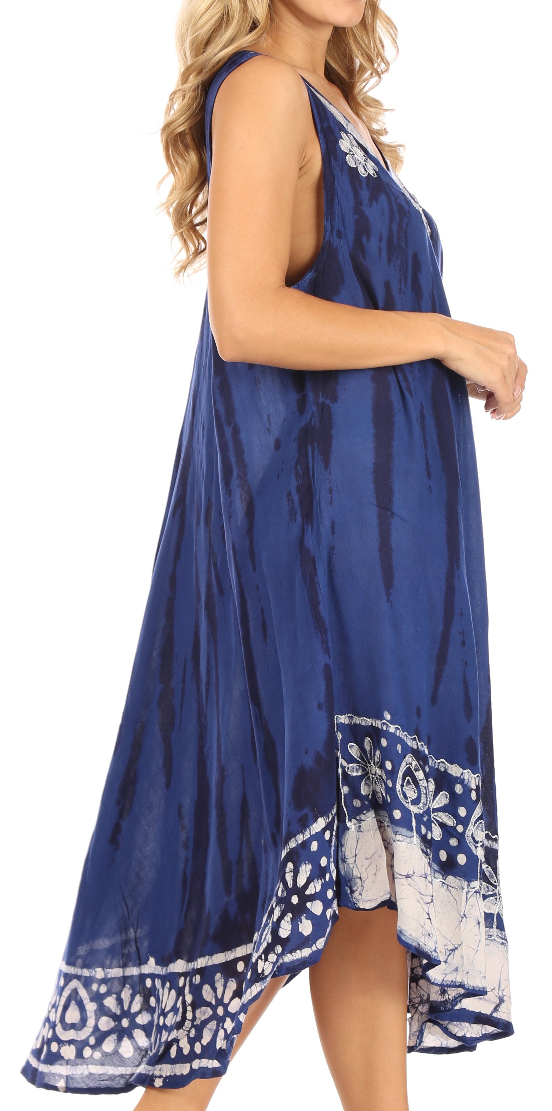 Sakkas Alexis Embroidered Long Sleeveless Floral Caftan Dress / Cover Up - Concordia Style Boutique
