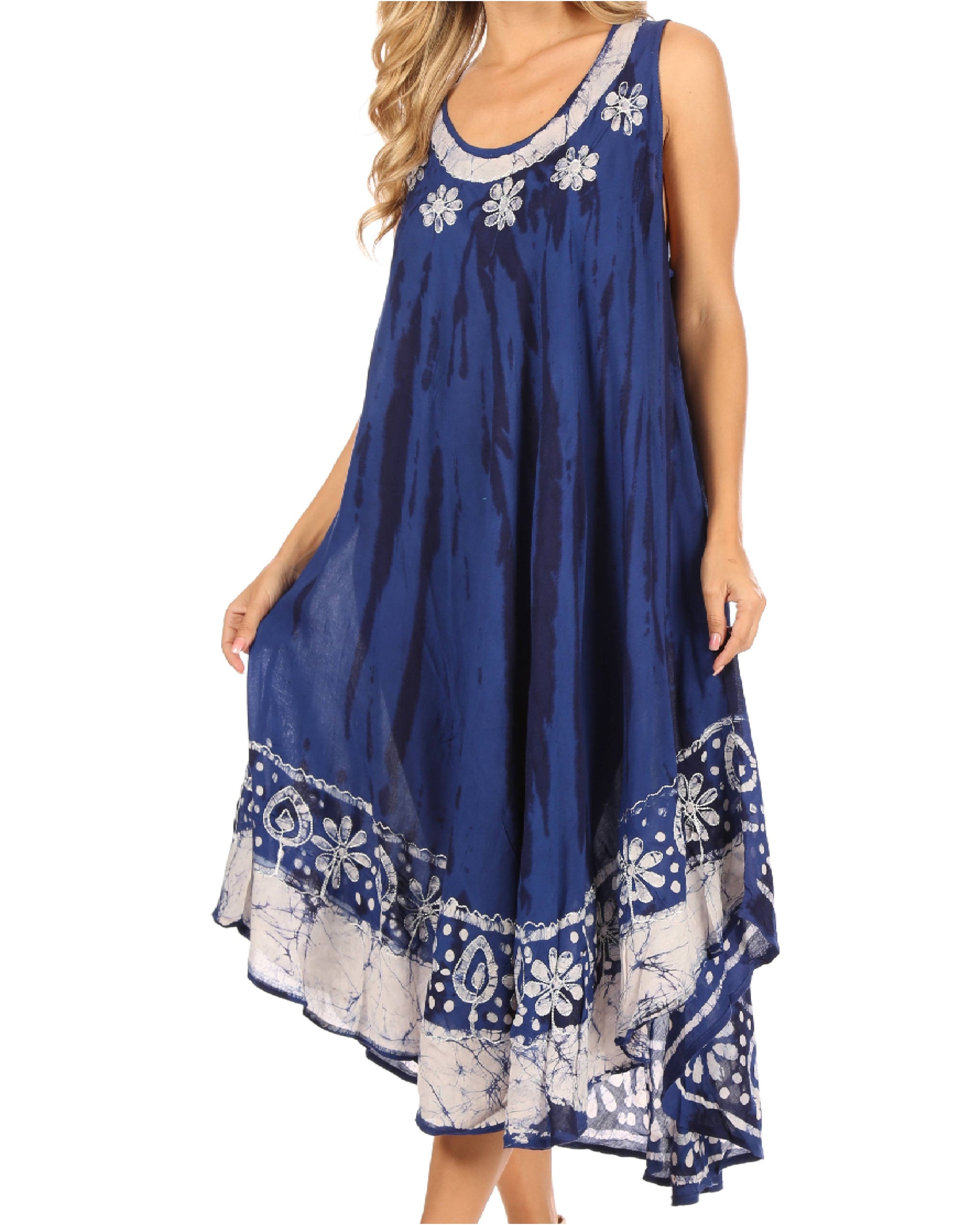 Sakkas Alexis Embroidered Long Sleeveless Floral Caftan Dress / Cover Up - Concordia Style Boutique