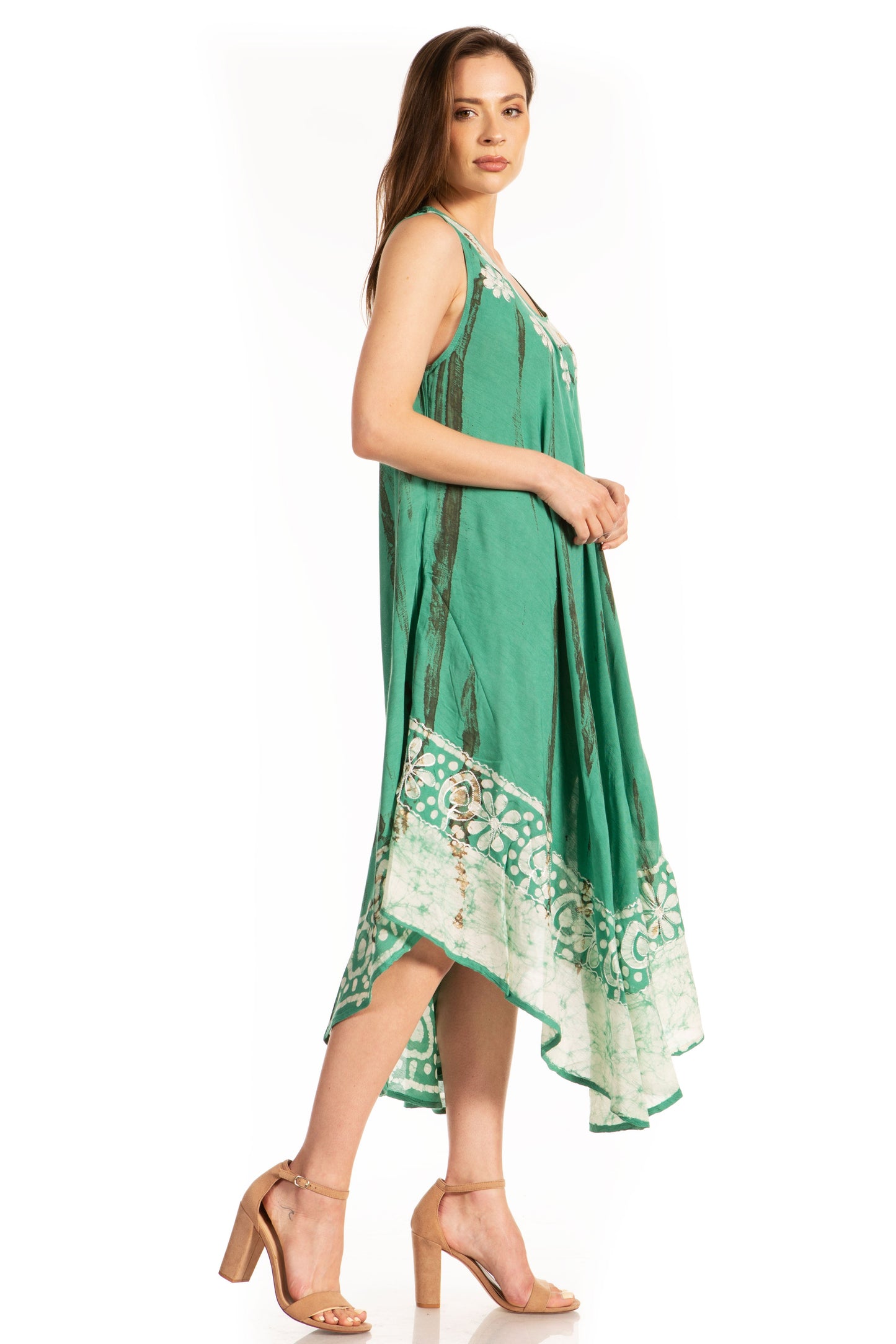 Sakkas Alexis Embroidered Long Sleeveless Floral Caftan Dress / Cover Up - Concordia Style Boutique