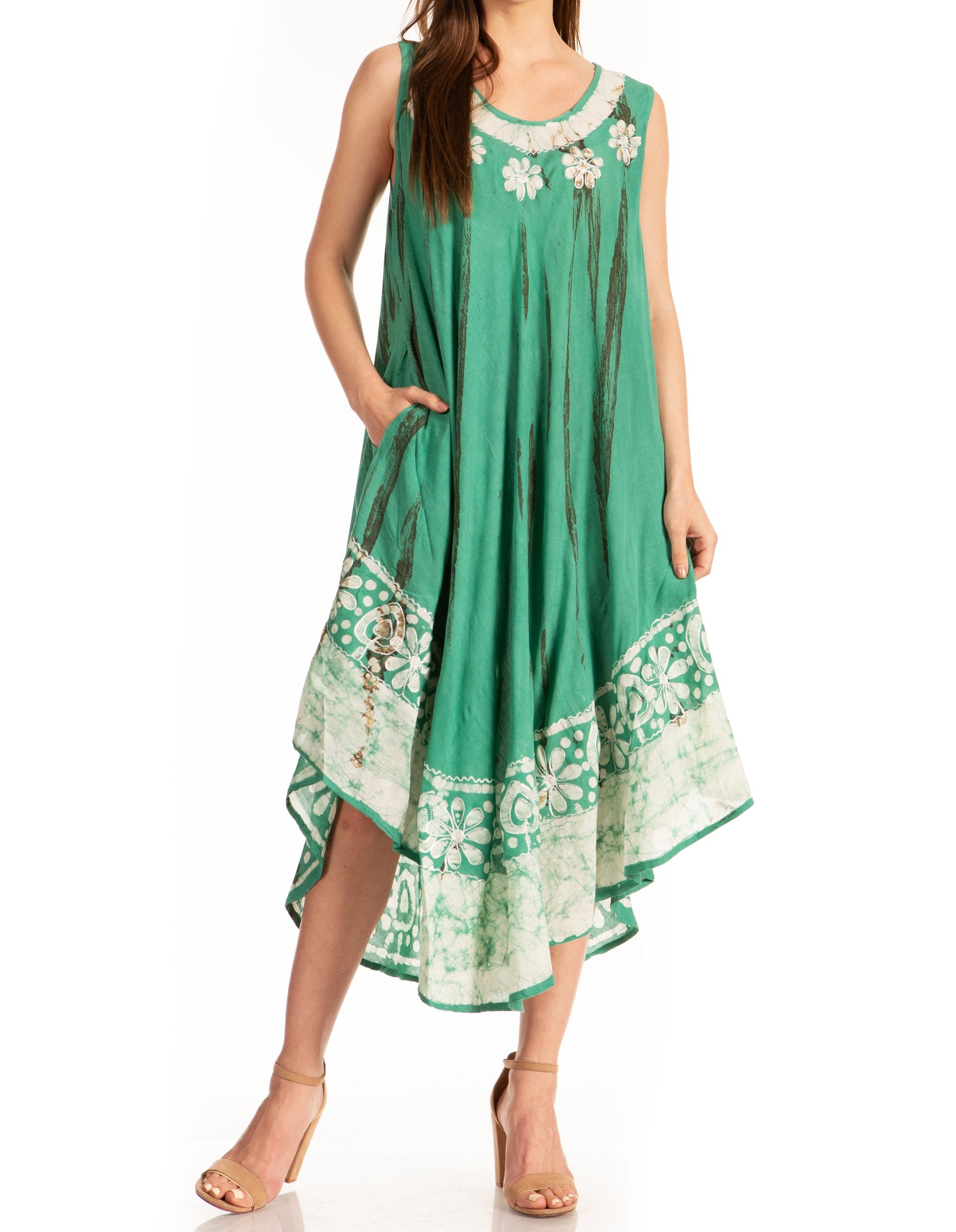 Sakkas Alexis Embroidered Long Sleeveless Floral Caftan Dress / Cover Up - Concordia Style Boutique