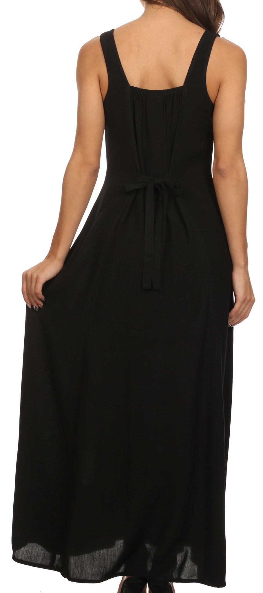 Sakkas Stella Long Tank Top Adjustable Caftan Corset Dress With Embroidery - Concordia Style Boutique