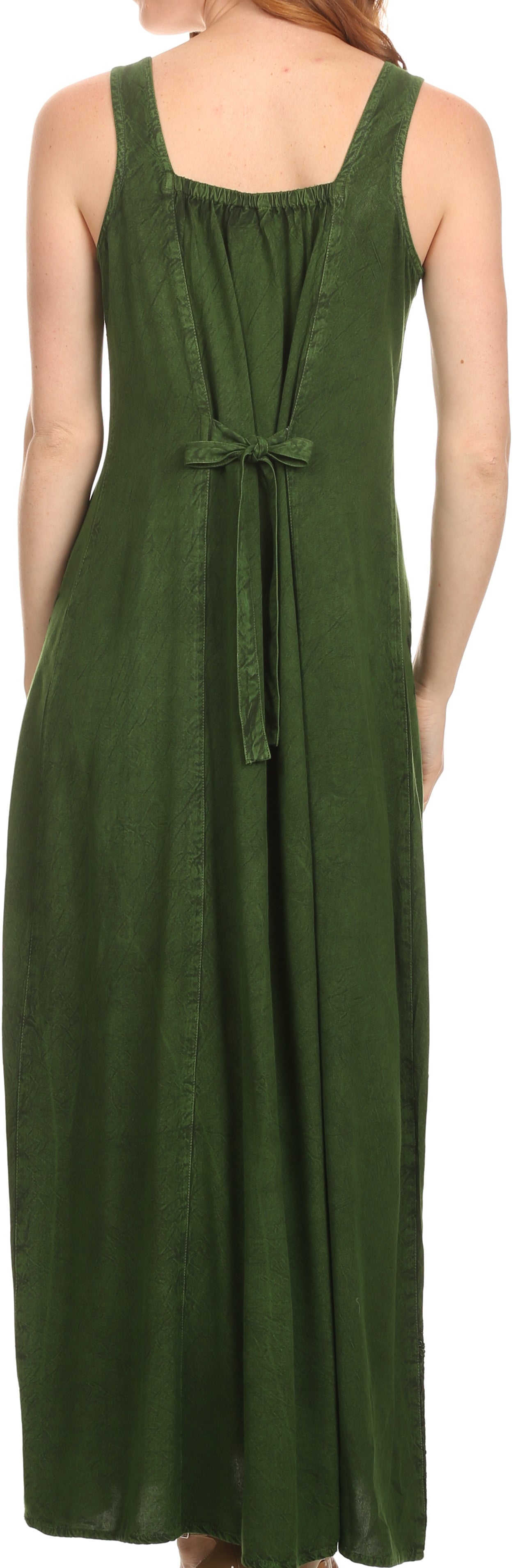 Sakkas Stella Long Tank Top Adjustable Caftan Corset Dress With Embroidery - Concordia Style Boutique