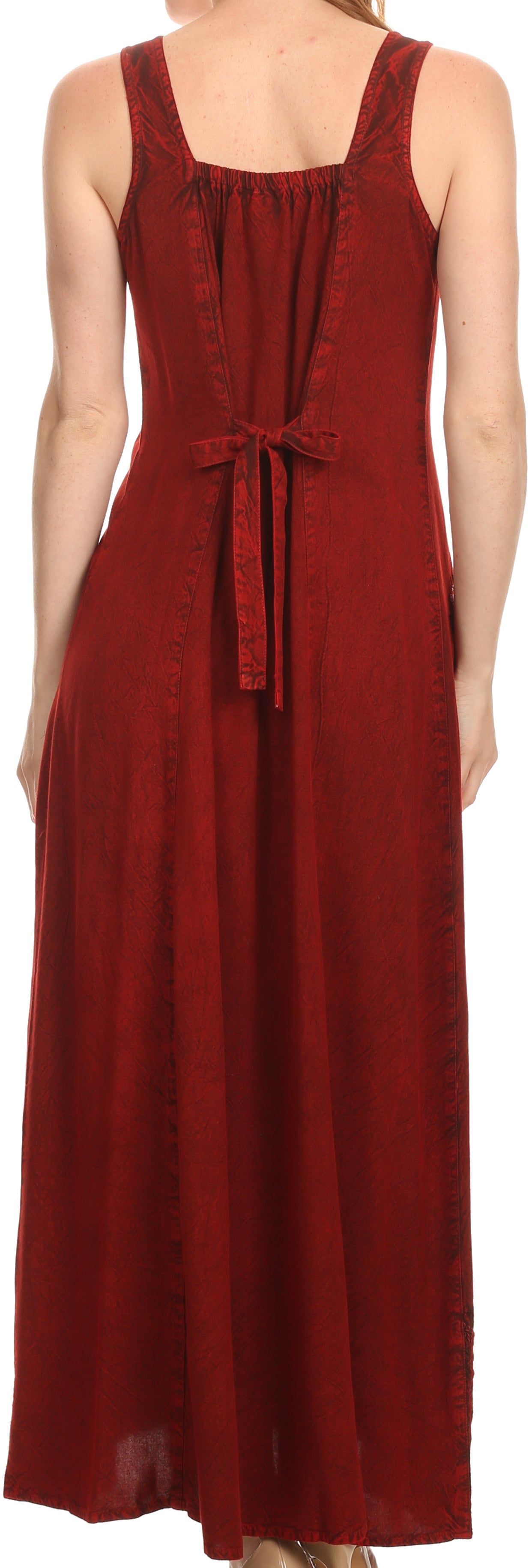 Sakkas Stella Long Tank Top Adjustable Caftan Corset Dress With Embroidery - Concordia Style Boutique