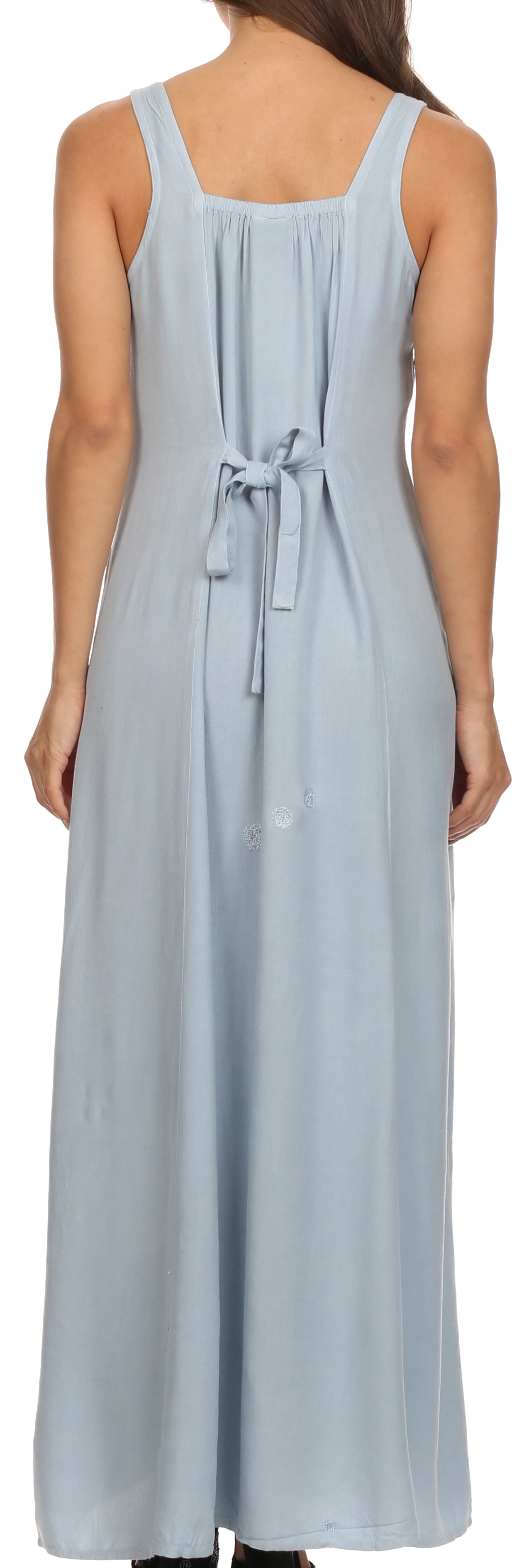 Sakkas Stella Long Tank Top Adjustable Caftan Corset Dress With Embroidery - Concordia Style Boutique