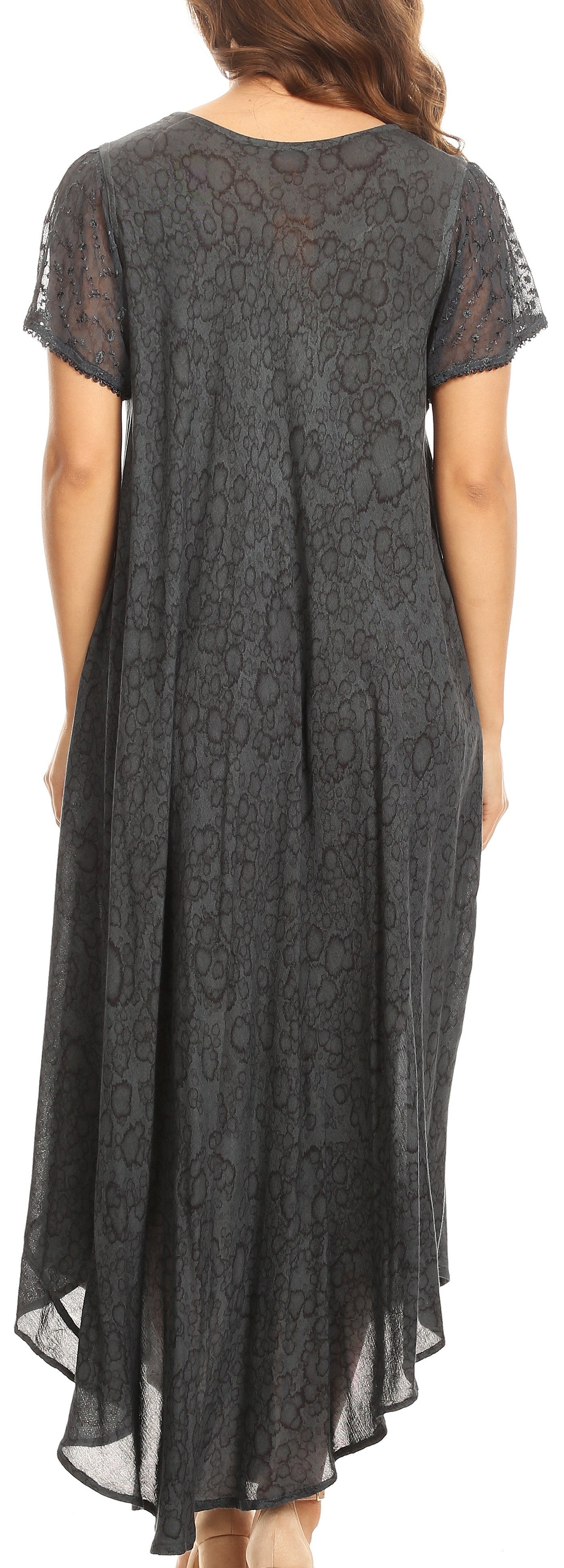 Sakkas Lila Freckled Dyed Cap Sleeve Scoopneck Long Caftan Dress / Cover Up - Concordia Style Boutique