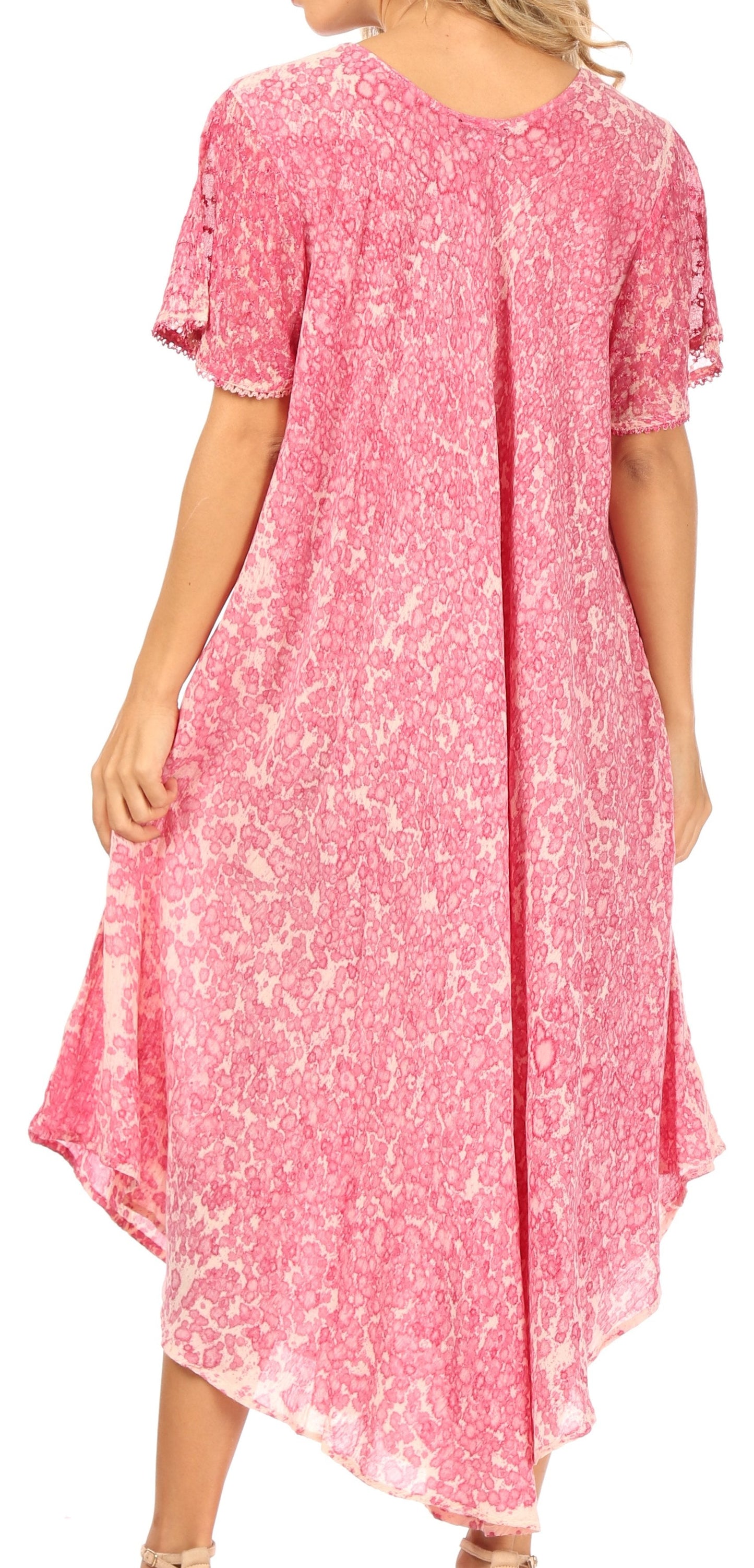Sakkas Lila Freckled Dyed Cap Sleeve Scoopneck Long Caftan Dress / Cover Up - Concordia Style Boutique