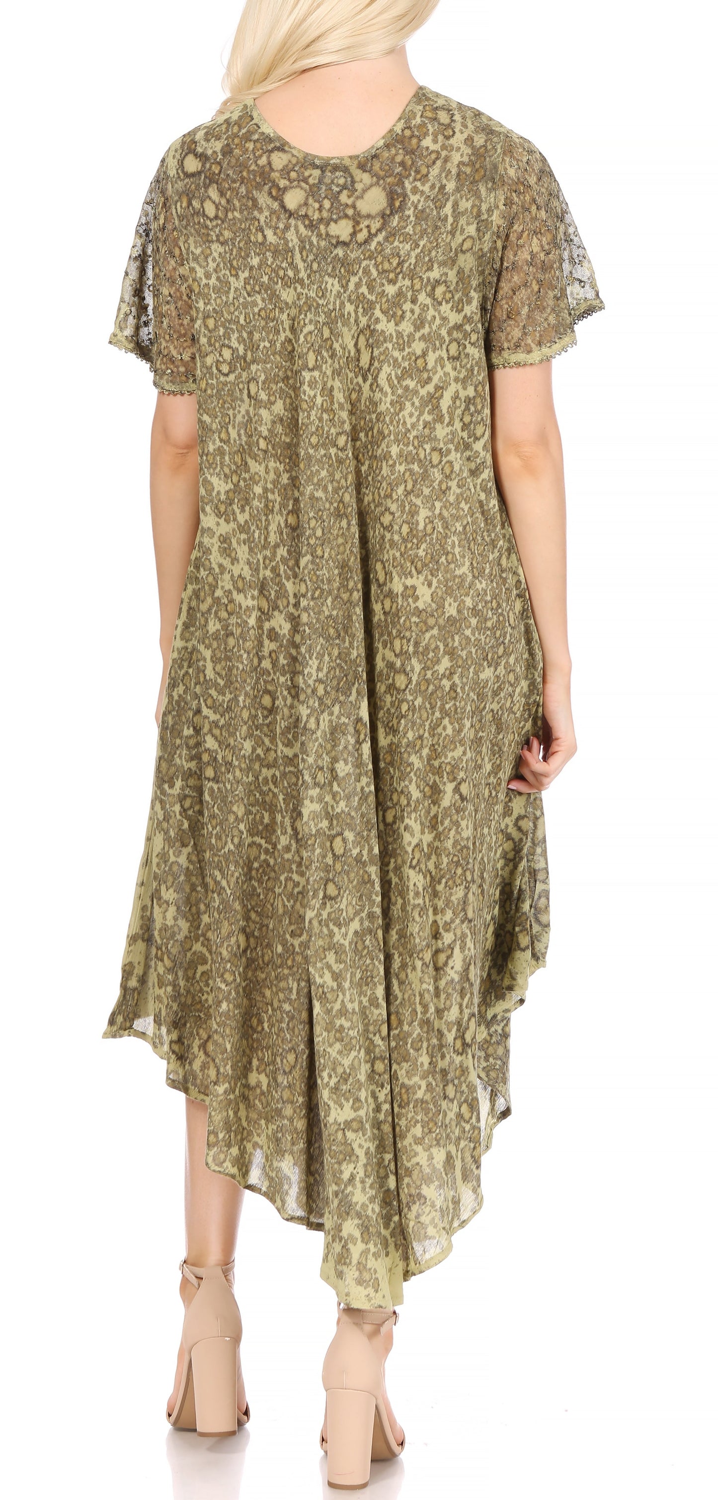 Sakkas Lila Freckled Dyed Cap Sleeve Scoopneck Long Caftan Dress / Cover Up - Concordia Style Boutique