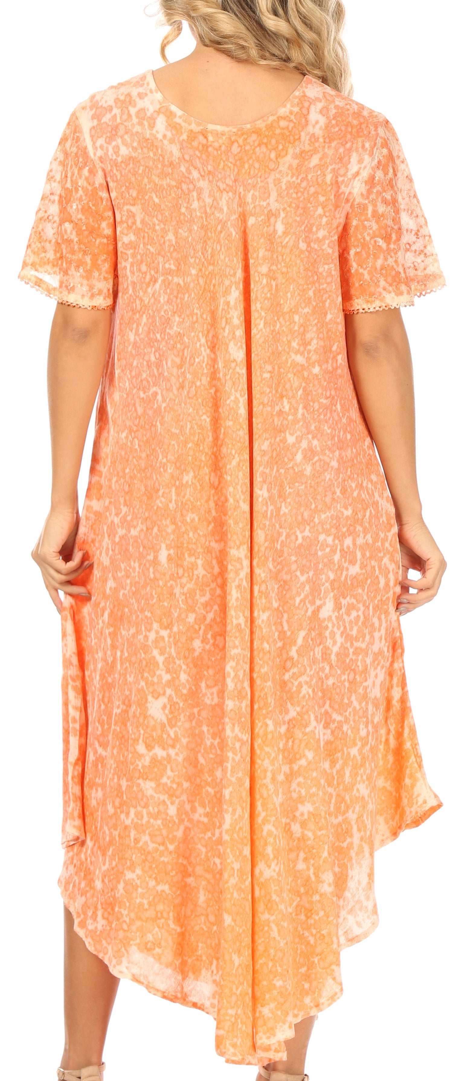 Sakkas Lila Freckled Dyed Cap Sleeve Scoopneck Long Caftan Dress / Cover Up - Concordia Style Boutique