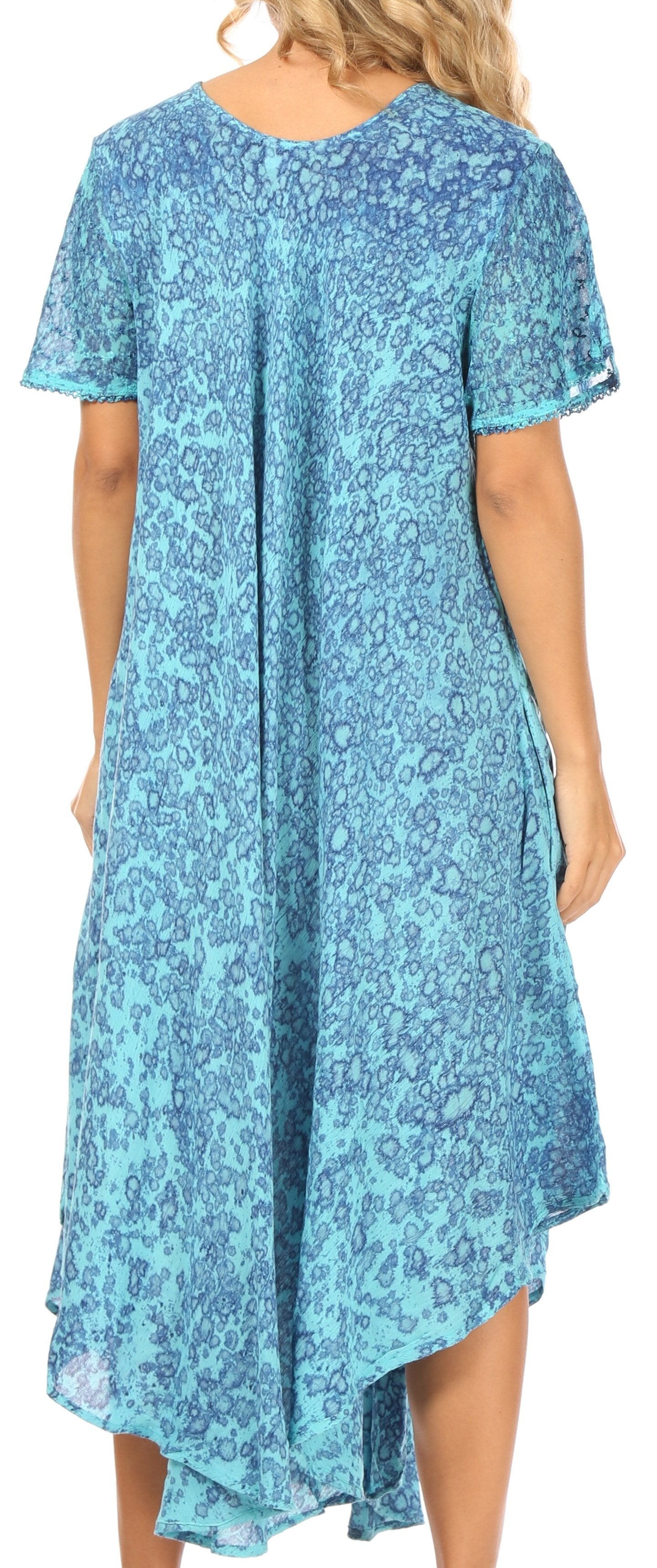 Sakkas Lila Freckled Dyed Cap Sleeve Scoopneck Long Caftan Dress / Cover Up - Concordia Style Boutique