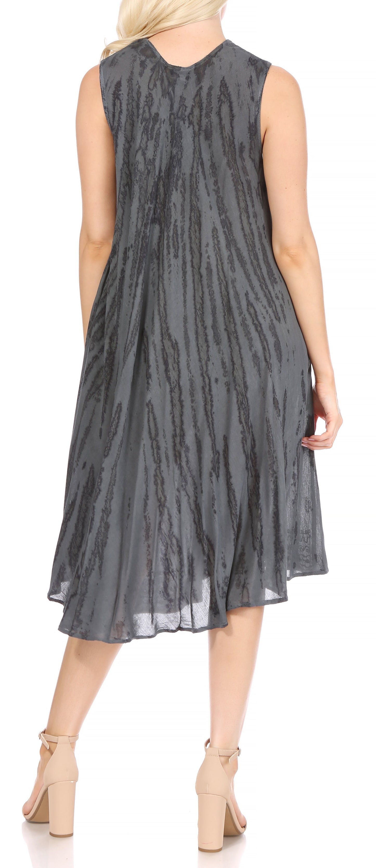 Sakkas Nora Sleeveless Embroidered Short Tie Dye Caftan Dress / Cover Up - Concordia Style Boutique