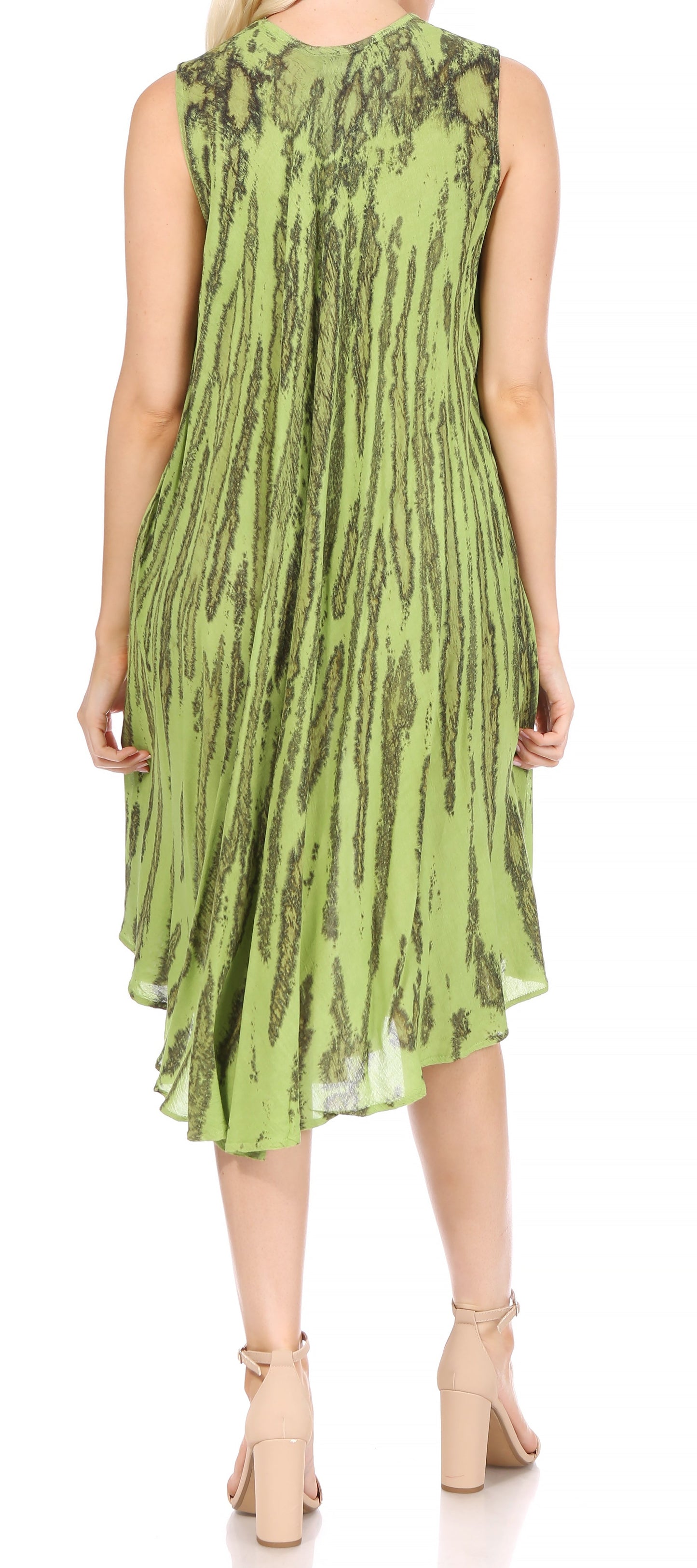 Sakkas Nora Sleeveless Embroidered Short Tie Dye Caftan Dress / Cover Up - Concordia Style Boutique