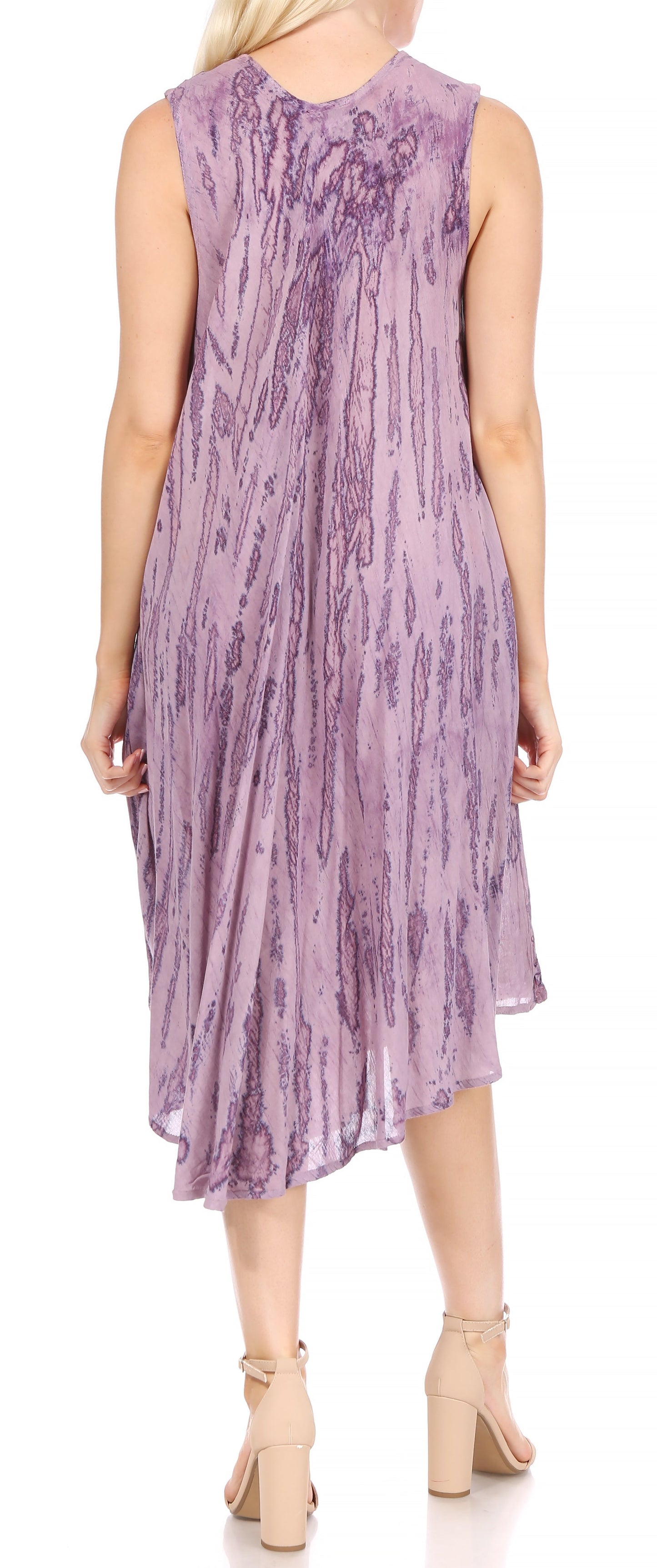 Sakkas Nora Sleeveless Embroidered Short Tie Dye Caftan Dress / Cover Up - Concordia Style Boutique