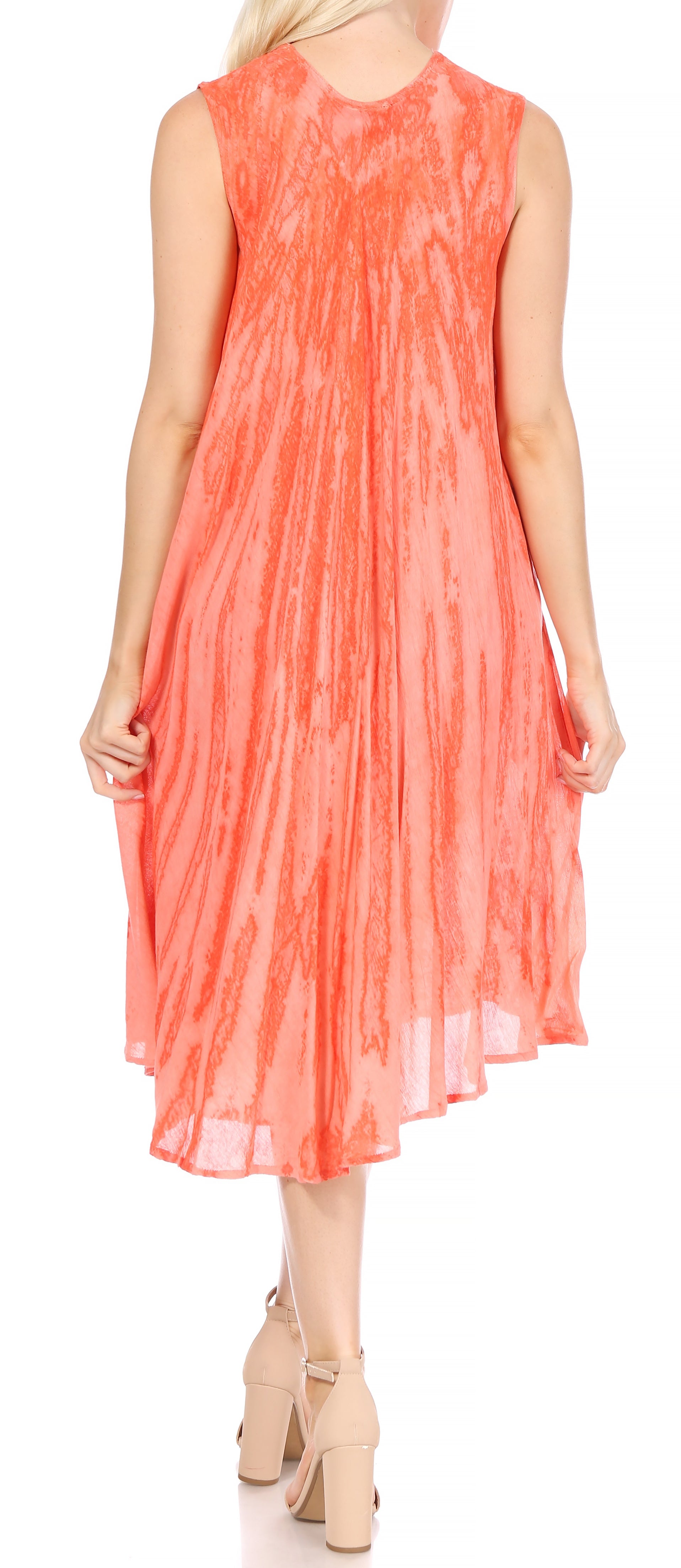 Sakkas Nora Sleeveless Embroidered Short Tie Dye Caftan Dress / Cover Up - Concordia Style Boutique
