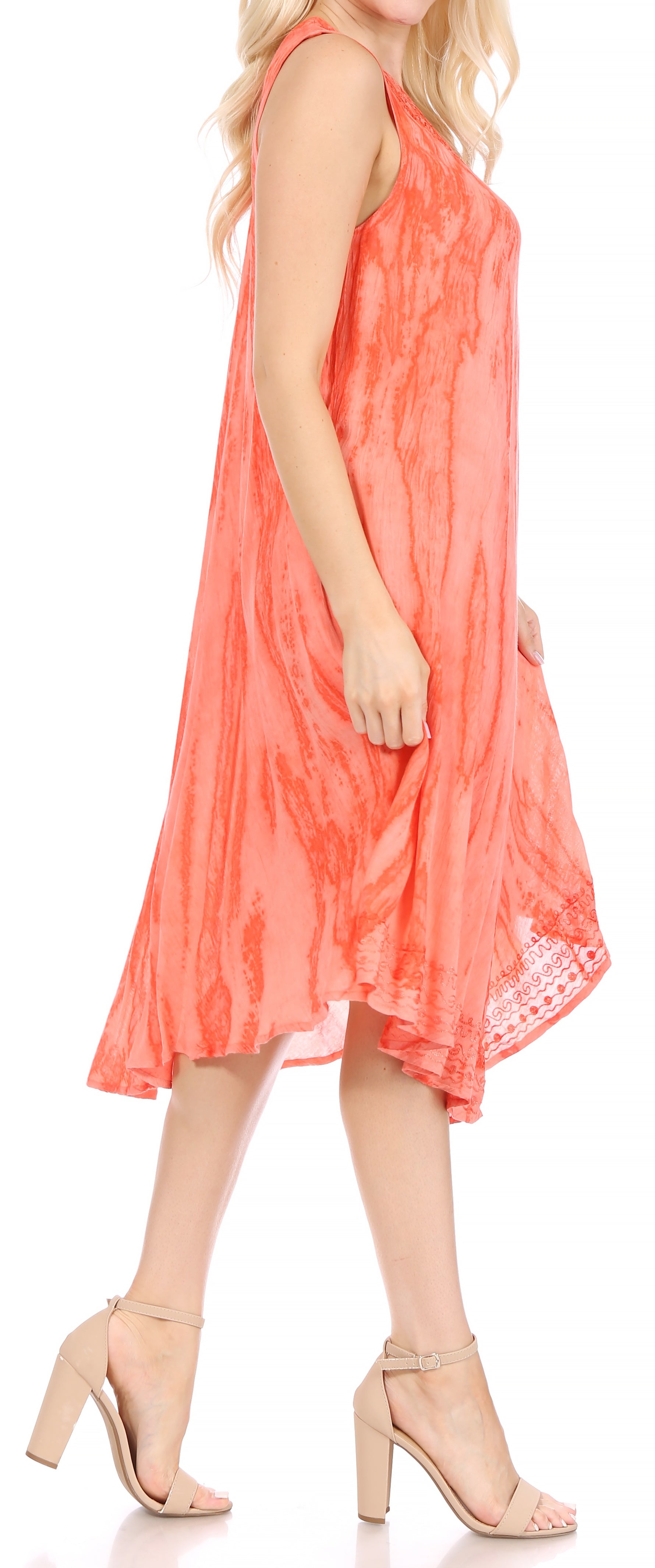 Sakkas Nora Sleeveless Embroidered Short Tie Dye Caftan Dress / Cover Up - Concordia Style Boutique