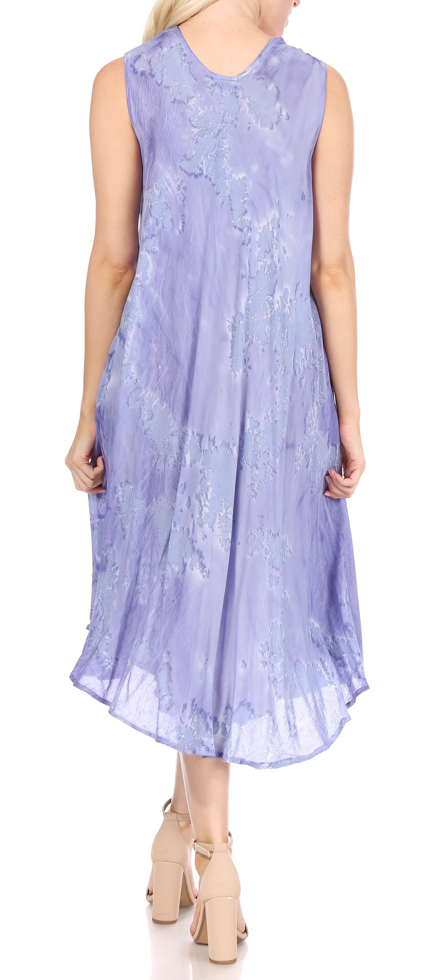 Sakkas Nora Sleeveless Embroidered Short Tie Dye Caftan Dress / Cover Up - Concordia Style Boutique
