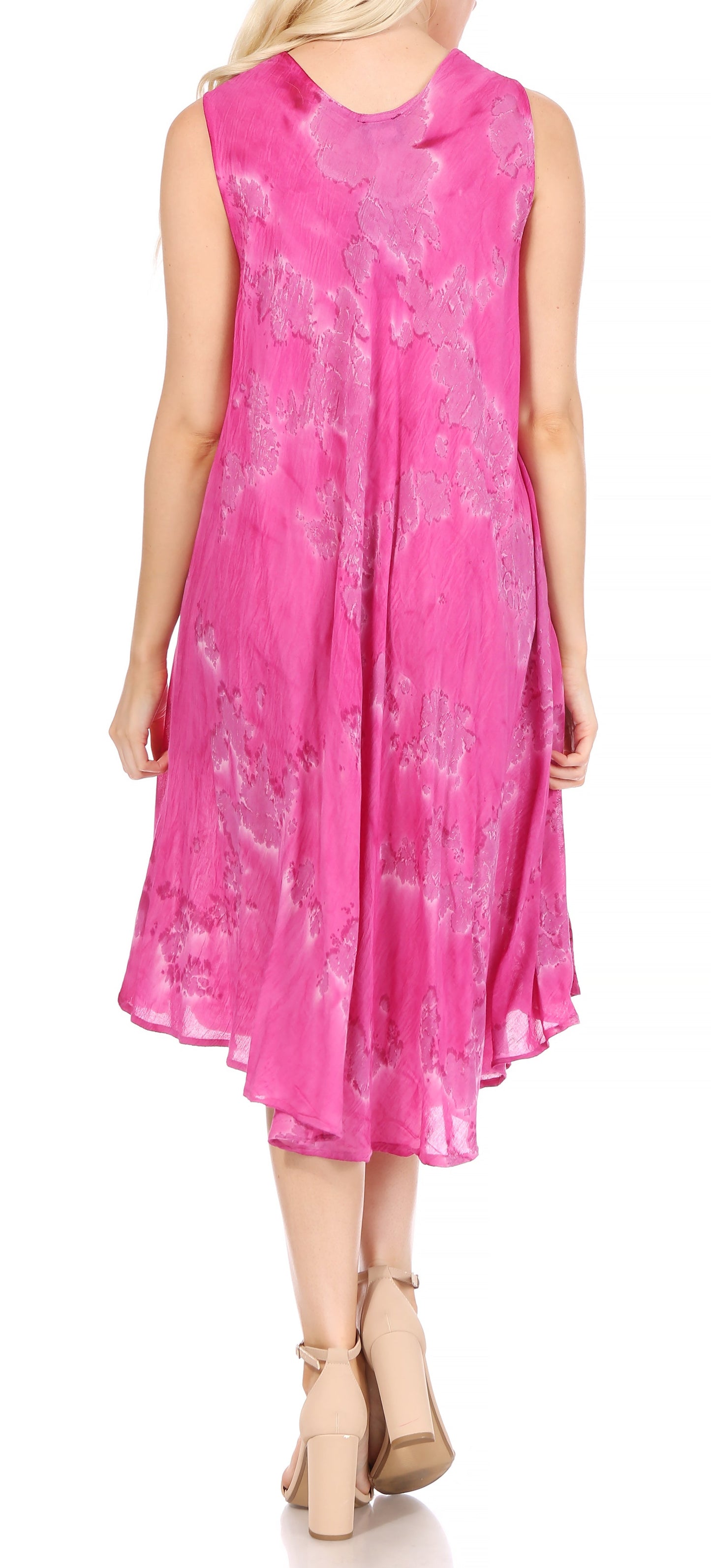Sakkas Nora Sleeveless Embroidered Short Tie Dye Caftan Dress / Cover Up - Concordia Style Boutique