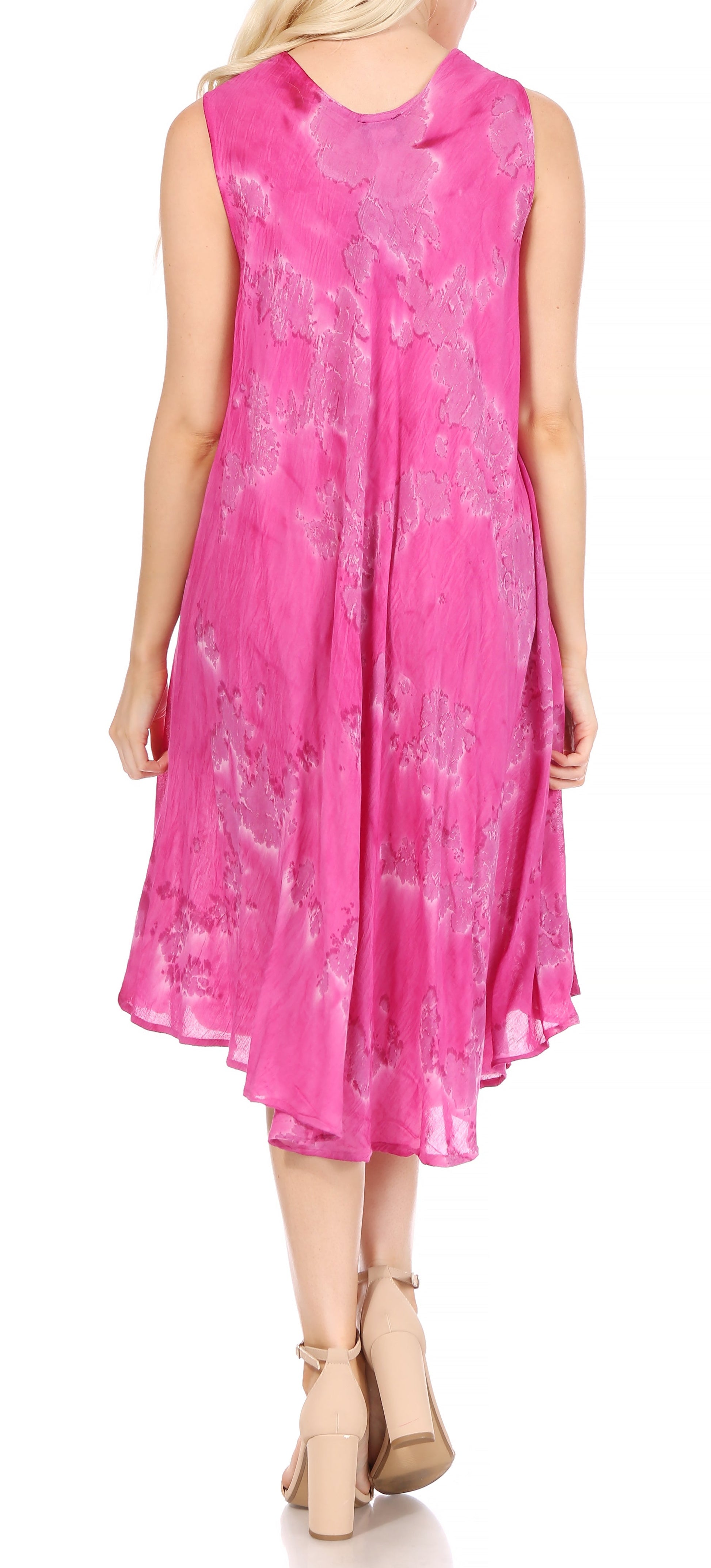 Sakkas Nora Sleeveless Embroidered Short Tie Dye Caftan Dress / Cover Up - Concordia Style Boutique