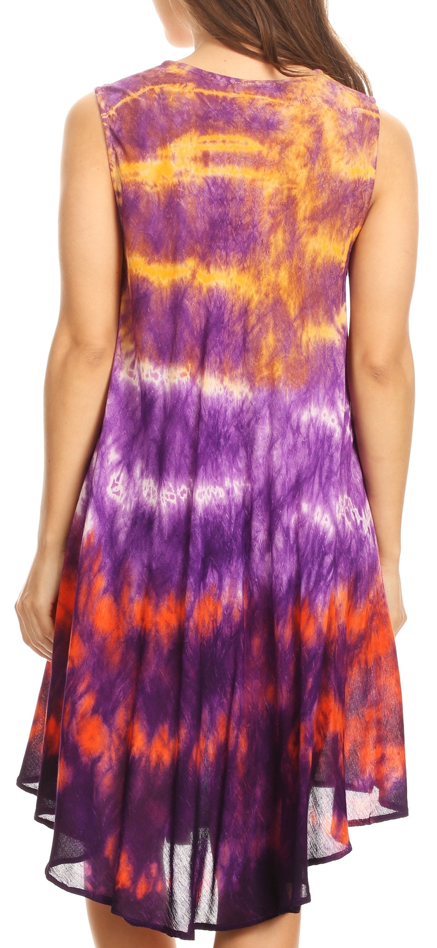 Sakkas Nora Sleeveless Embroidered Short Tie Dye Caftan Dress / Cover Up - Concordia Style Boutique