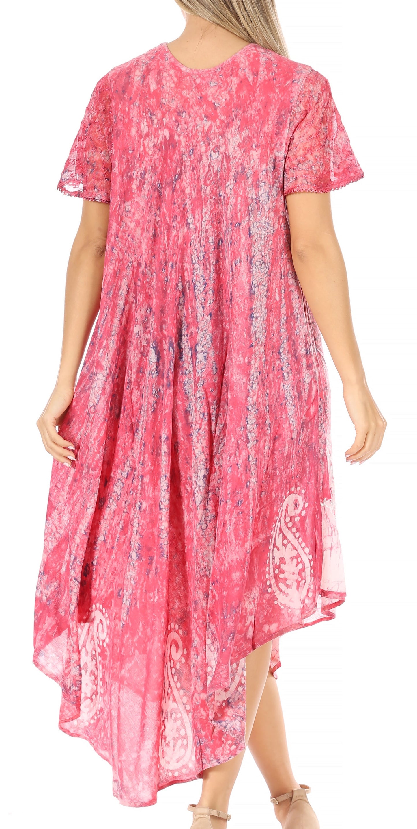 Sakkas Bree Long Embroidered Cap Sleeve Marbled Dress - Concordia Style Boutique