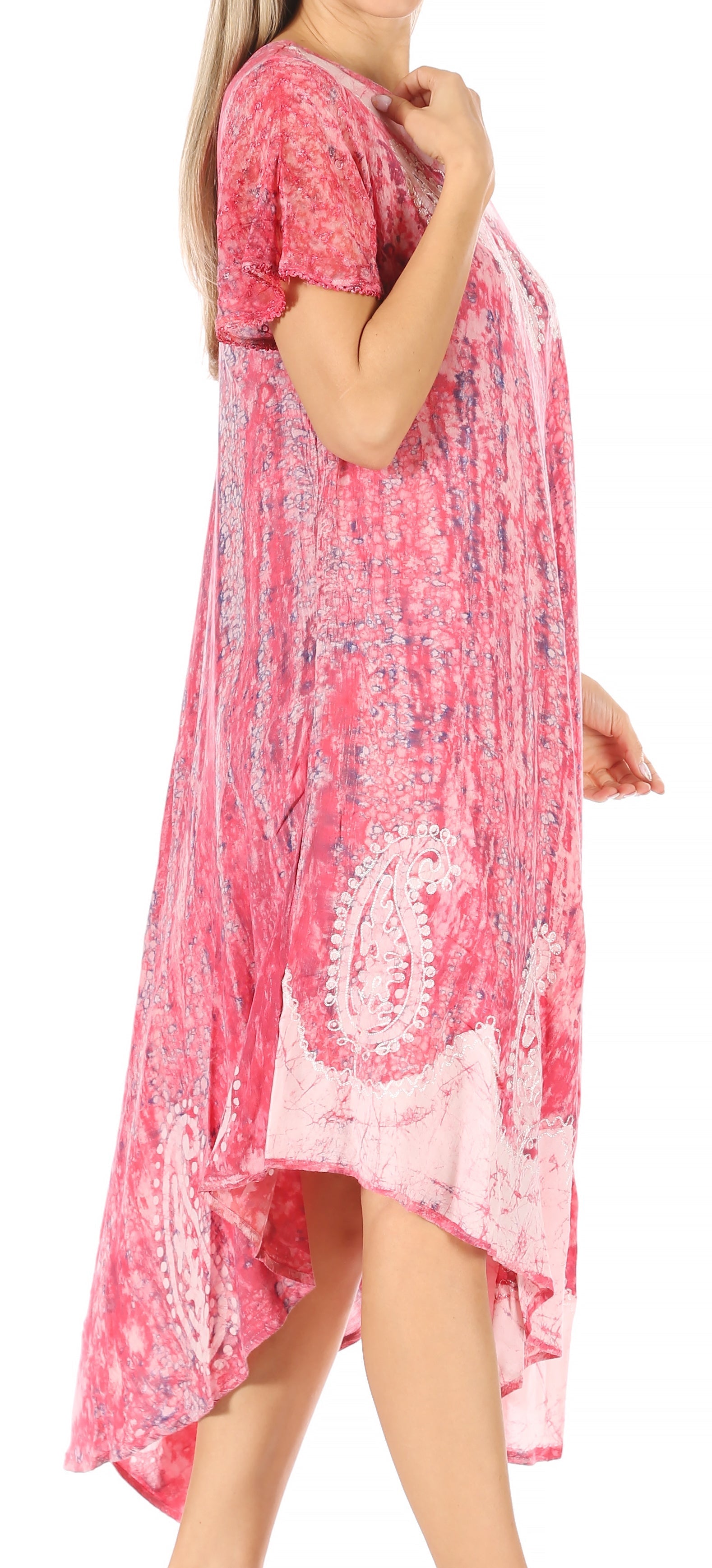 Sakkas Bree Long Embroidered Cap Sleeve Marbled Dress - Concordia Style Boutique