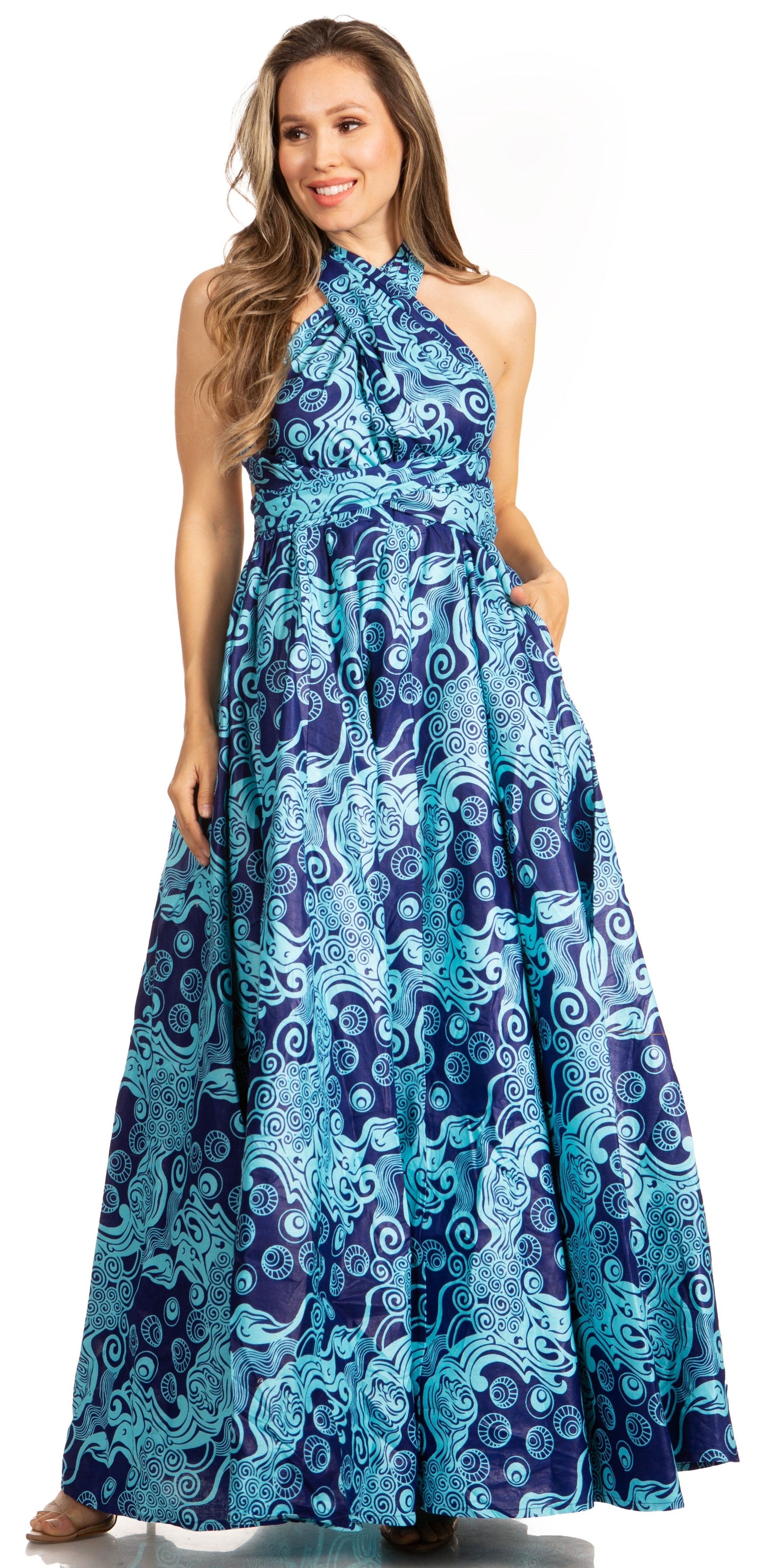 Sakkas Sandy Sexy Backless Year Around Long Maxi Infinity Dress Many Ways To Wear - Concordia Style Boutique