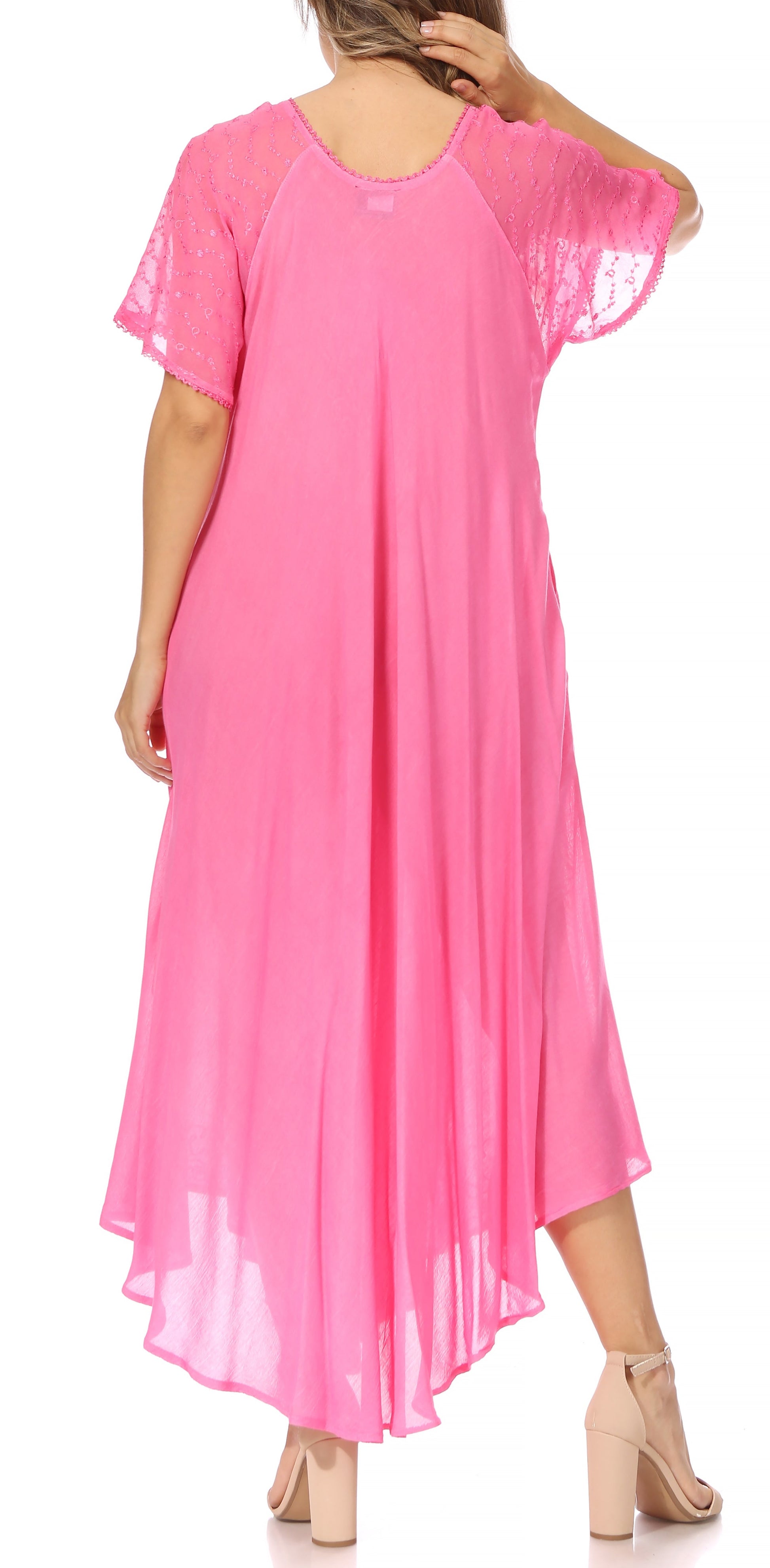 Sakkas Egan Women's Long Embroidered Caftan Dress / Cover Up With Embroidered Cap Sleeves - Concordia Style Boutique