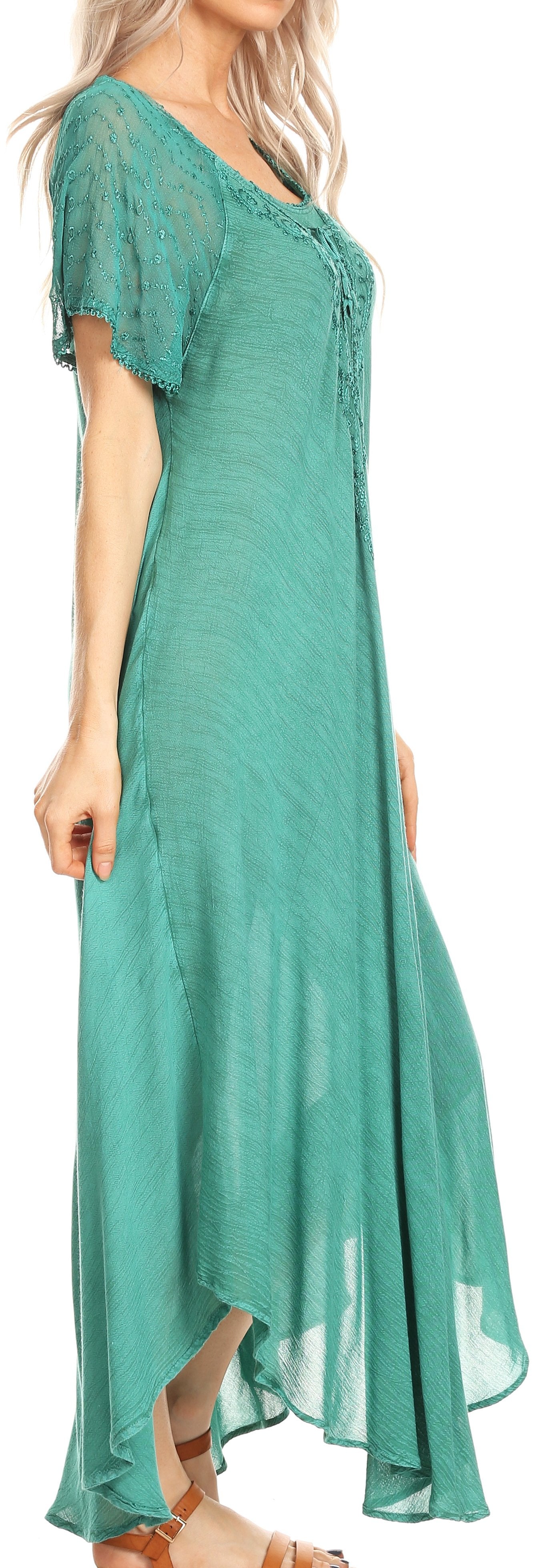 Sakkas Helena Embroidered Nightgown / Women Sleepwear with Eyelet Sleeves - Concordia Style Boutique