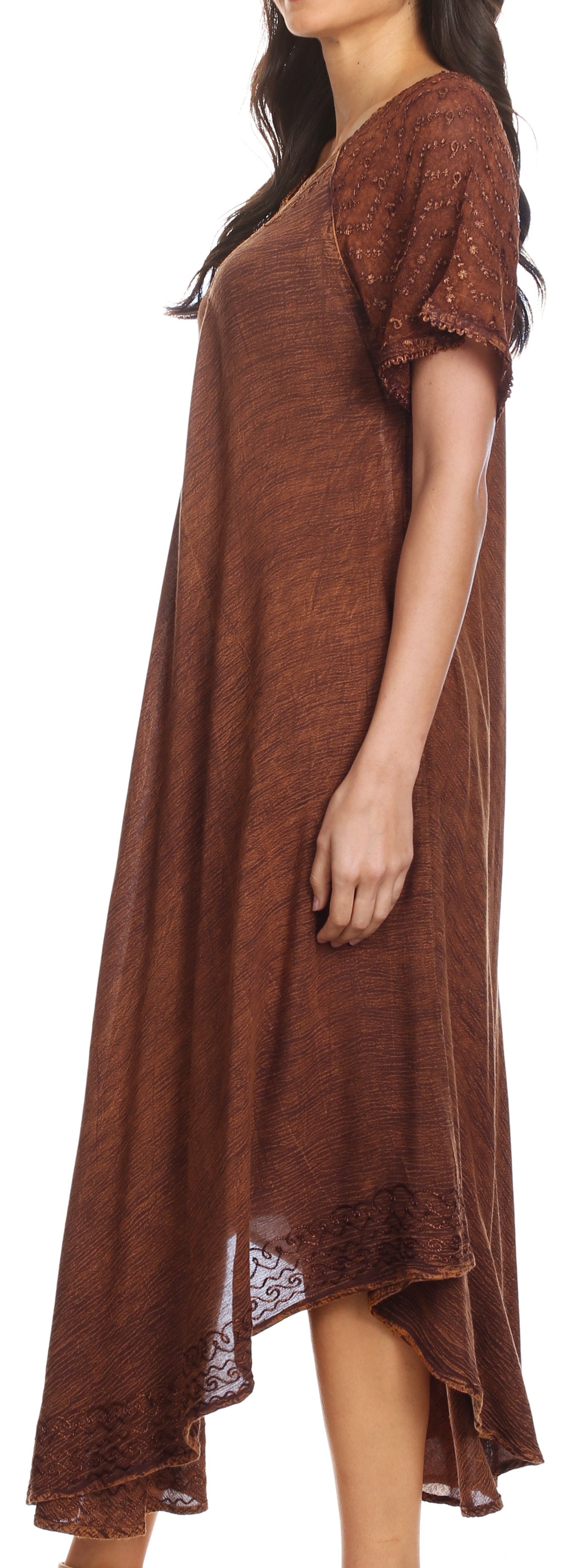 Sakkas Helena Embroidered Nightgown / Women Sleepwear with Eyelet Sleeves - Concordia Style Boutique
