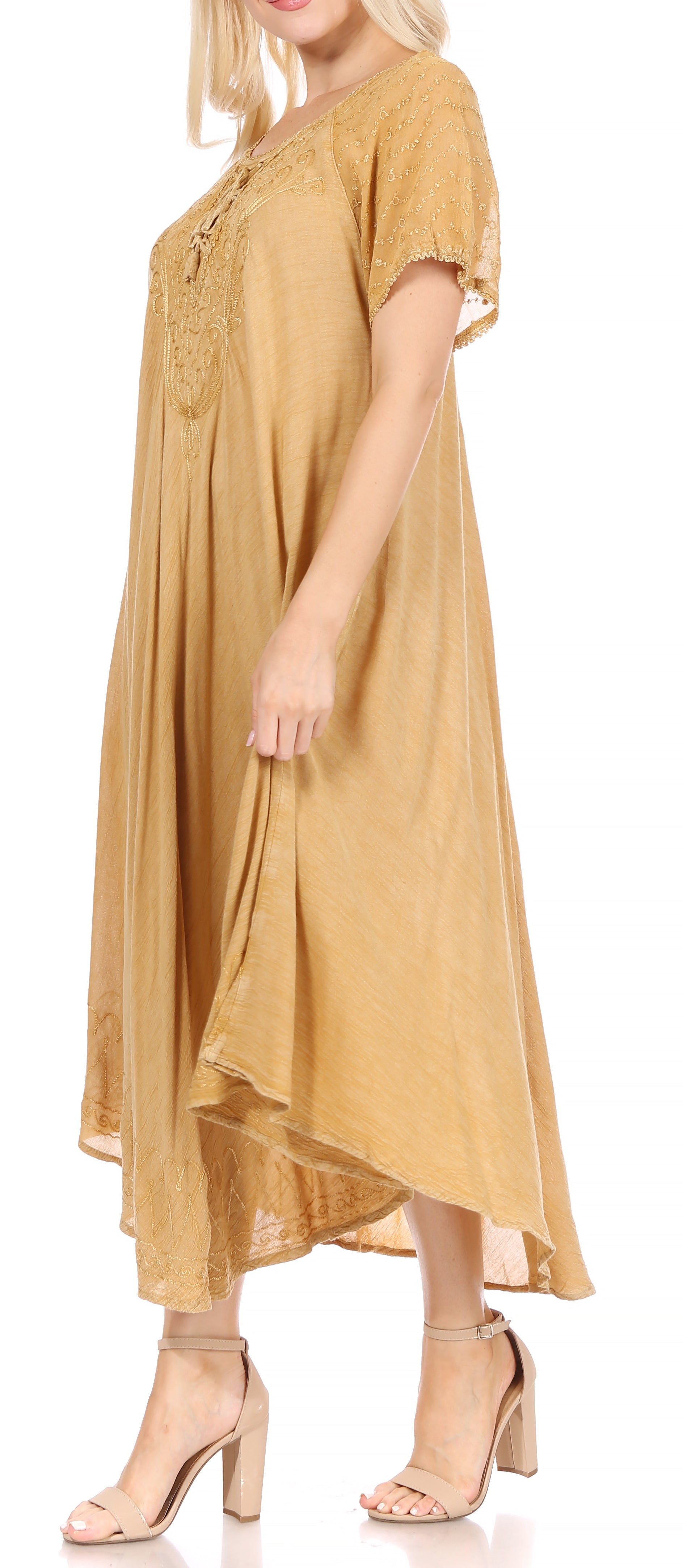 Sakkas Helena Embroidered Nightgown / Women Sleepwear with Eyelet Sleeves - Concordia Style Boutique